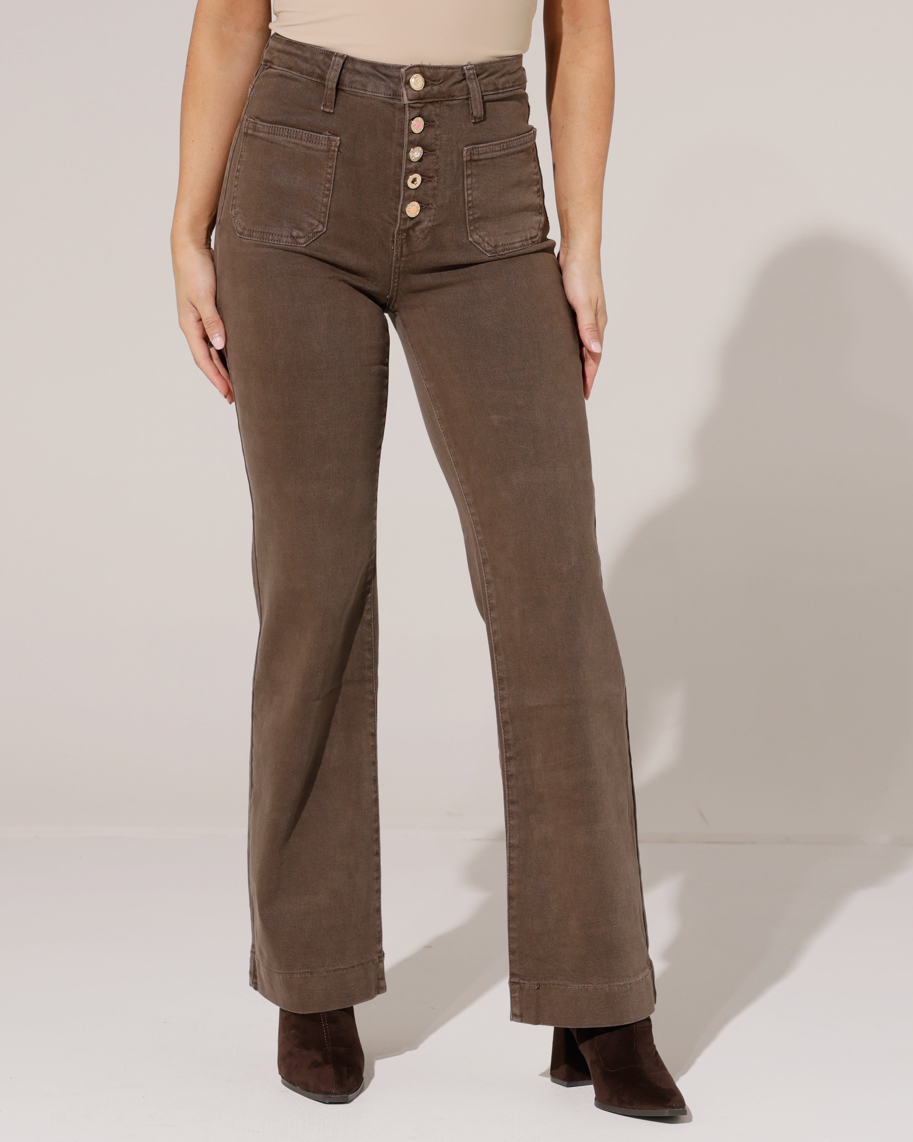 Folyrose | Wide leg jeans Mika-I3 Bruin