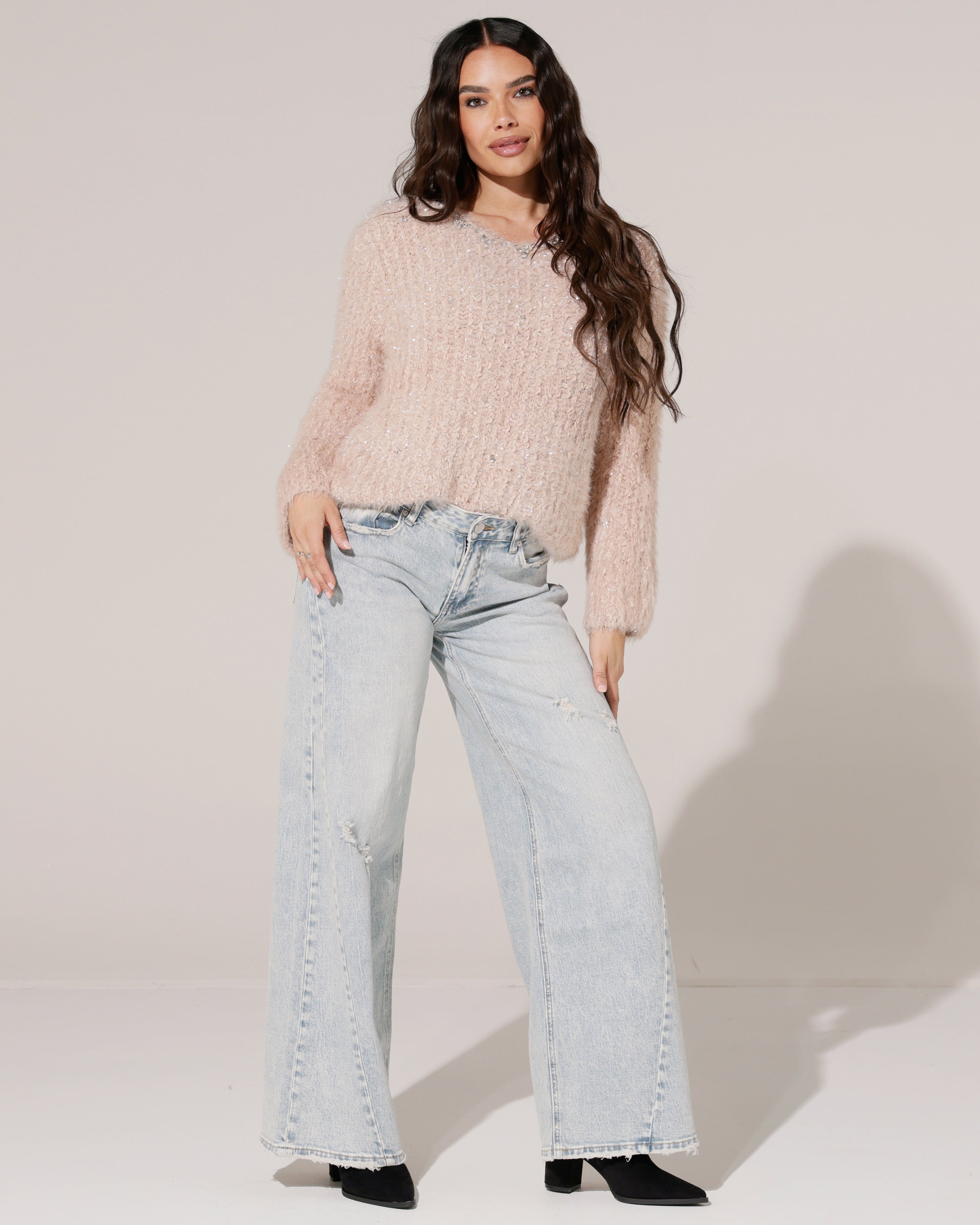 Teddy trui met glitters Lina Zalm