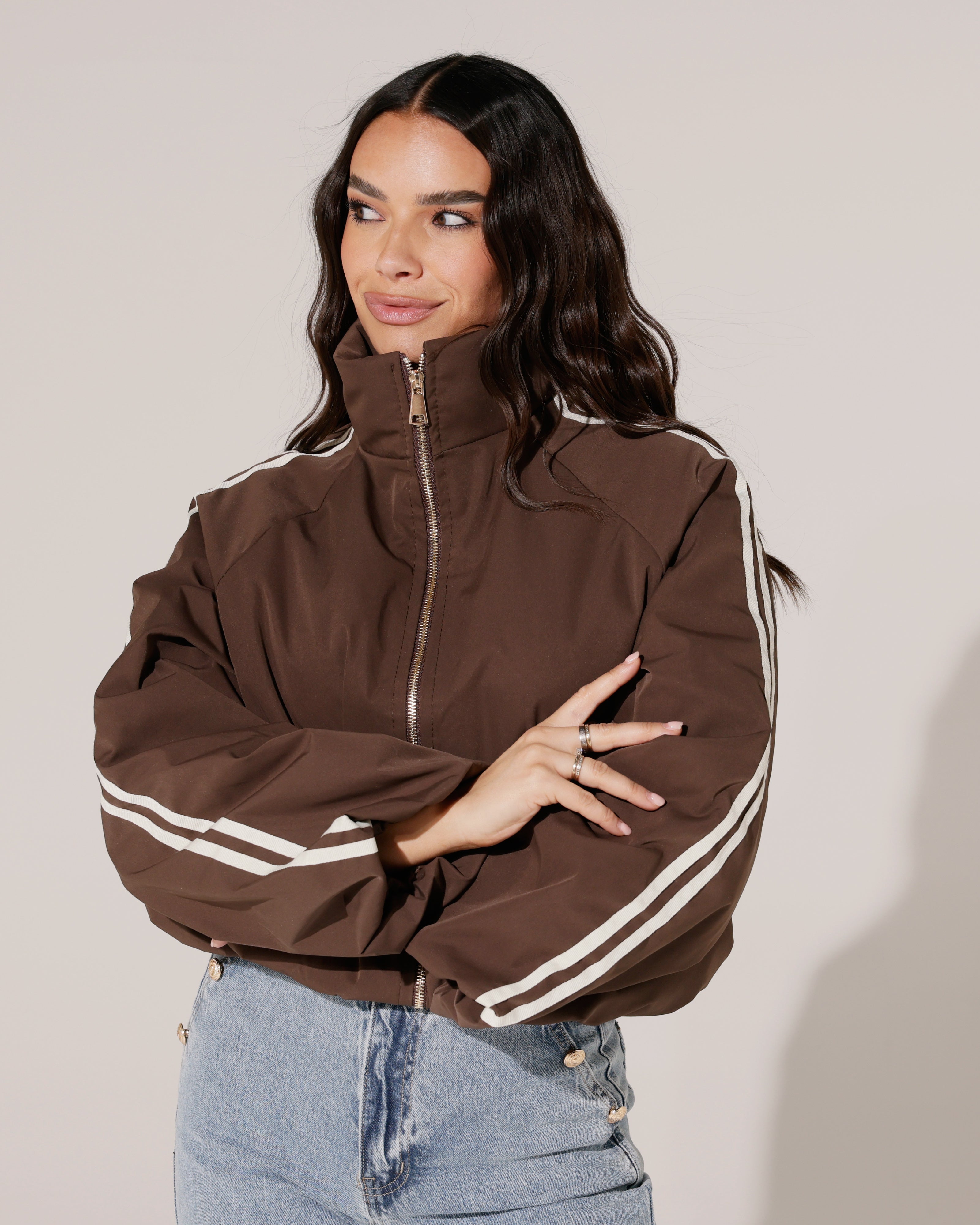 Tussenjacket met strepen Vivey Bruin