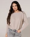 Top vleermuis mouwen en glitter Teddy Zand