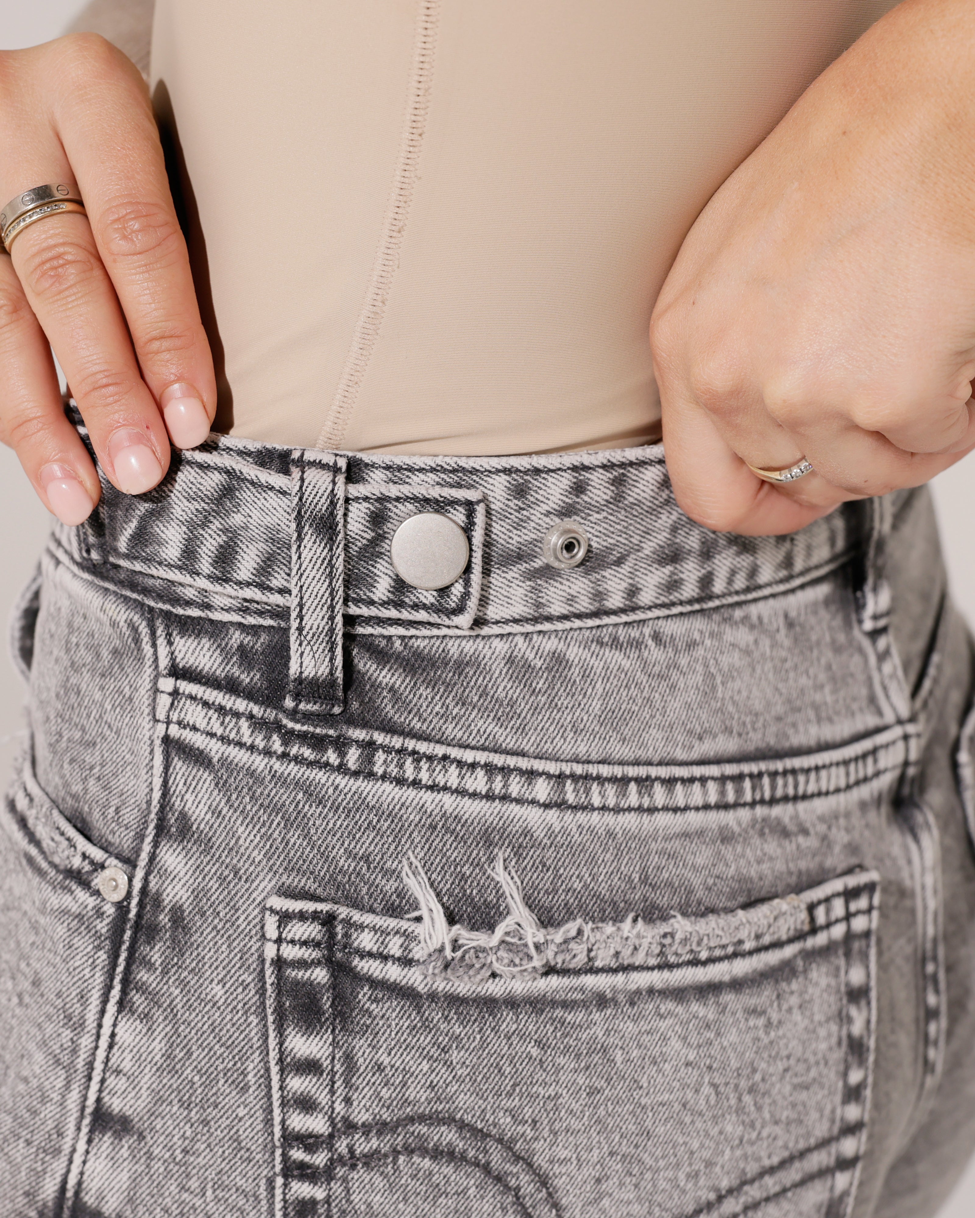 Queen Hearts | Wide leg jeans, Mid waist Vicky-4 Grijs