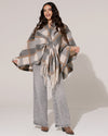 Geruite poncho Lize Grijs