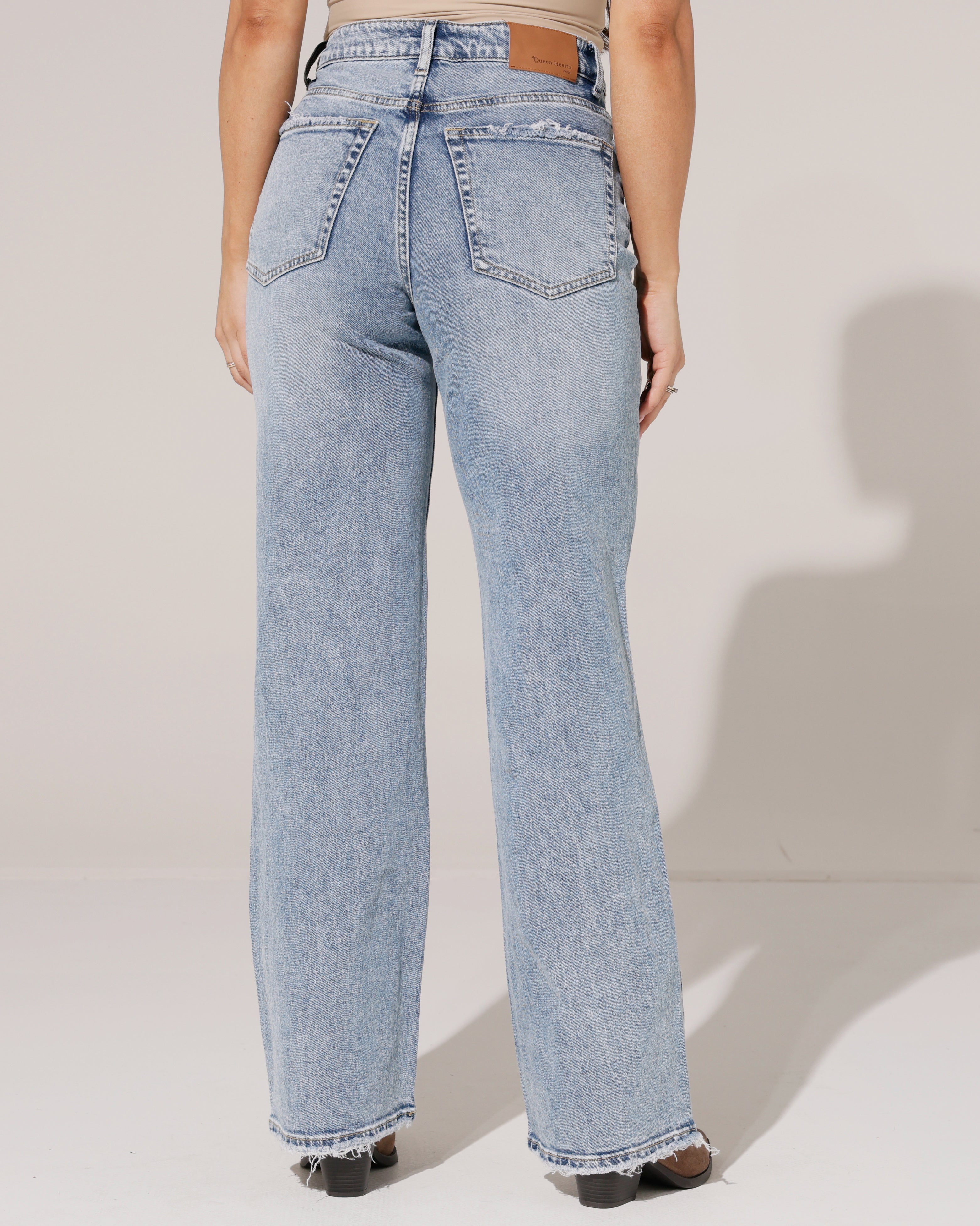 Queen Hearts | Wide leg jeans Pien-3 Blauw