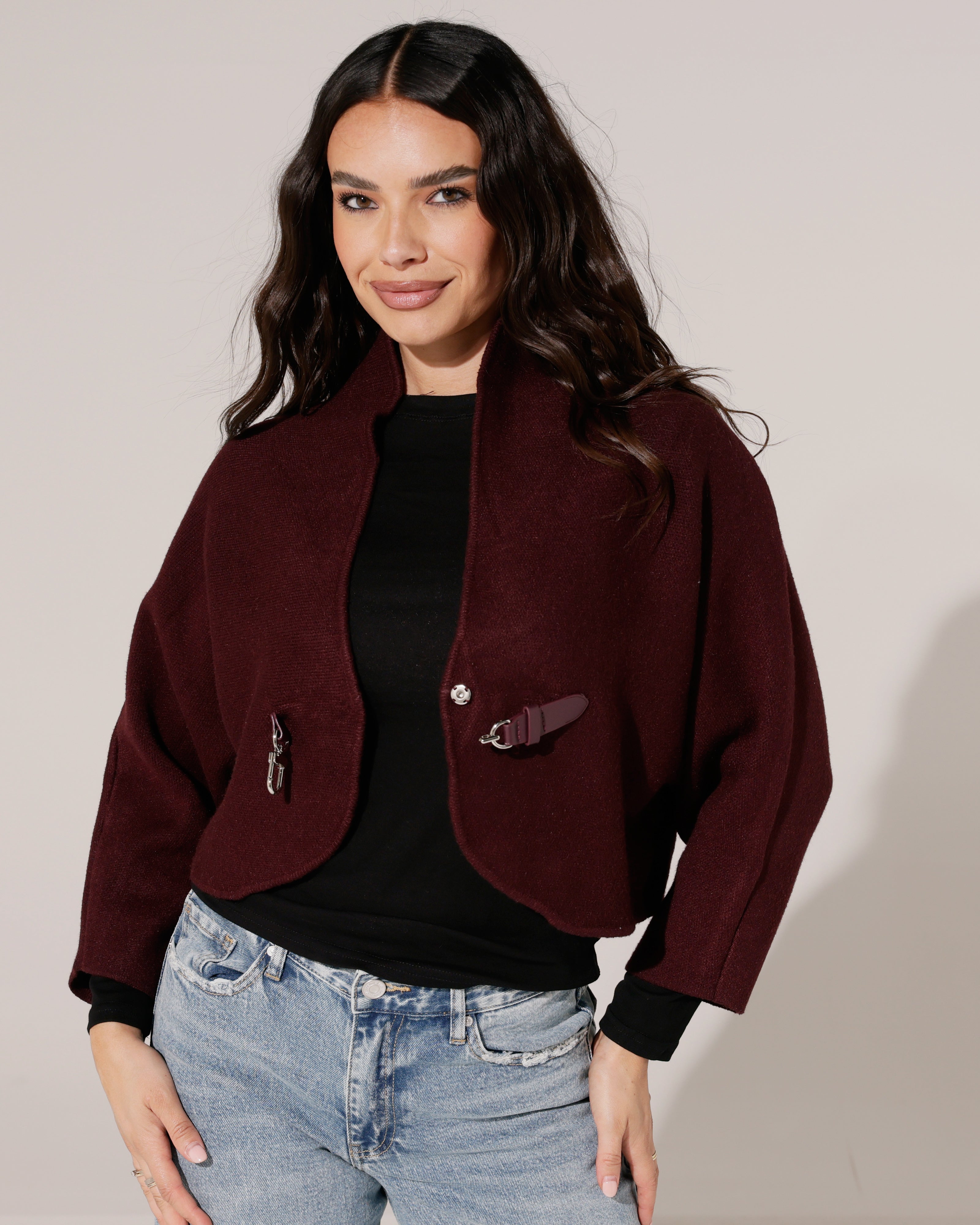 Kortvallend vest met kraag Kyr Bordeaux
