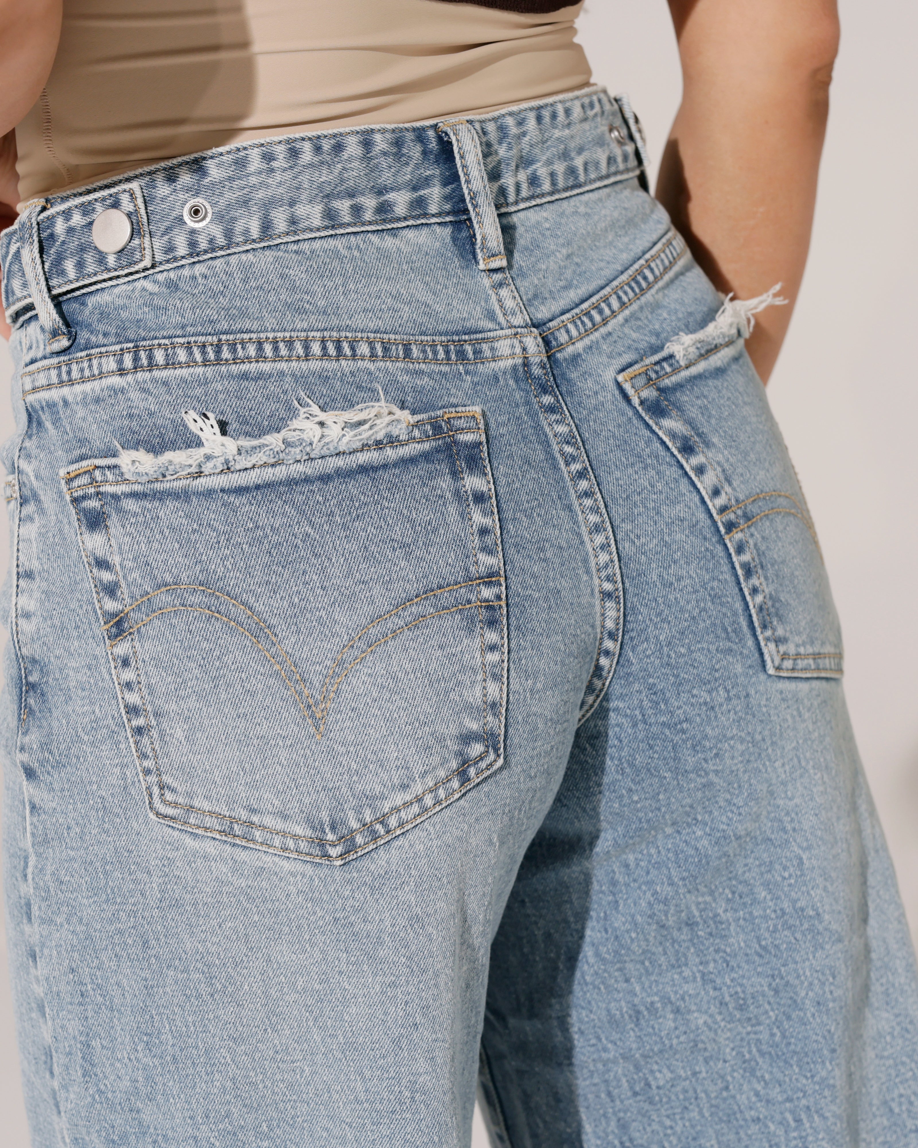 Queen Hearts | Wide leg jeans, Mid waist Vicky-1 Blauw