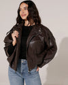 Leatherlook bomberjacket Puck Donkerbruin