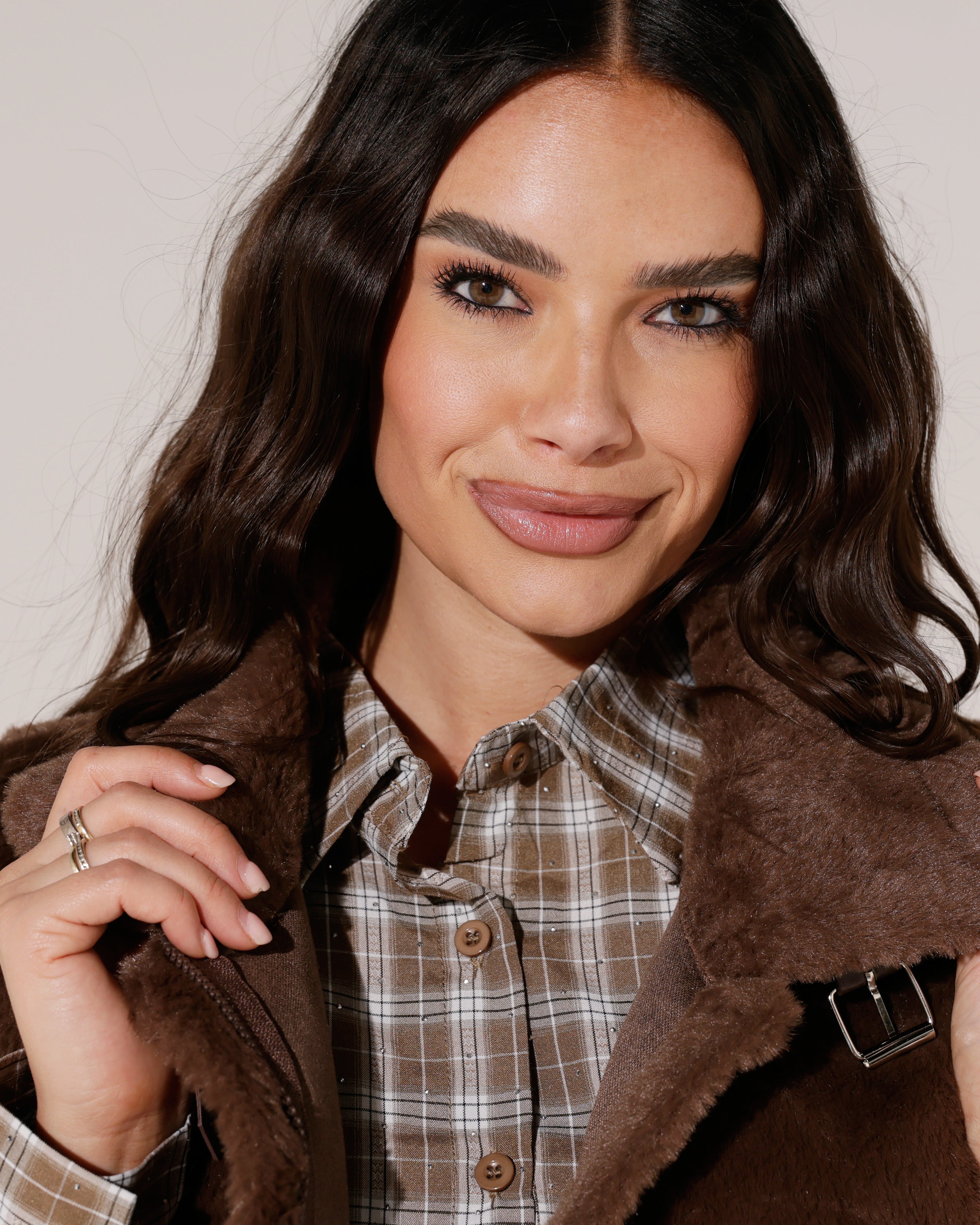 Fake fur bodywarmer Jony Donkerbruin