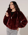 Fake fur jacket met capuchon Romy Bordeaux