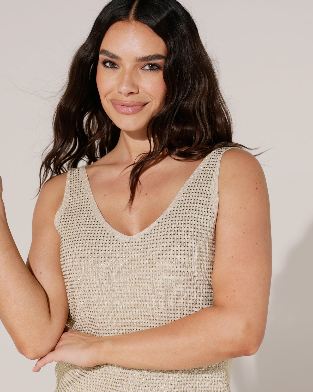 Hemd met glitter Lola Beige