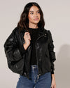 Leatherlook bomberjacket Puck Zwart
