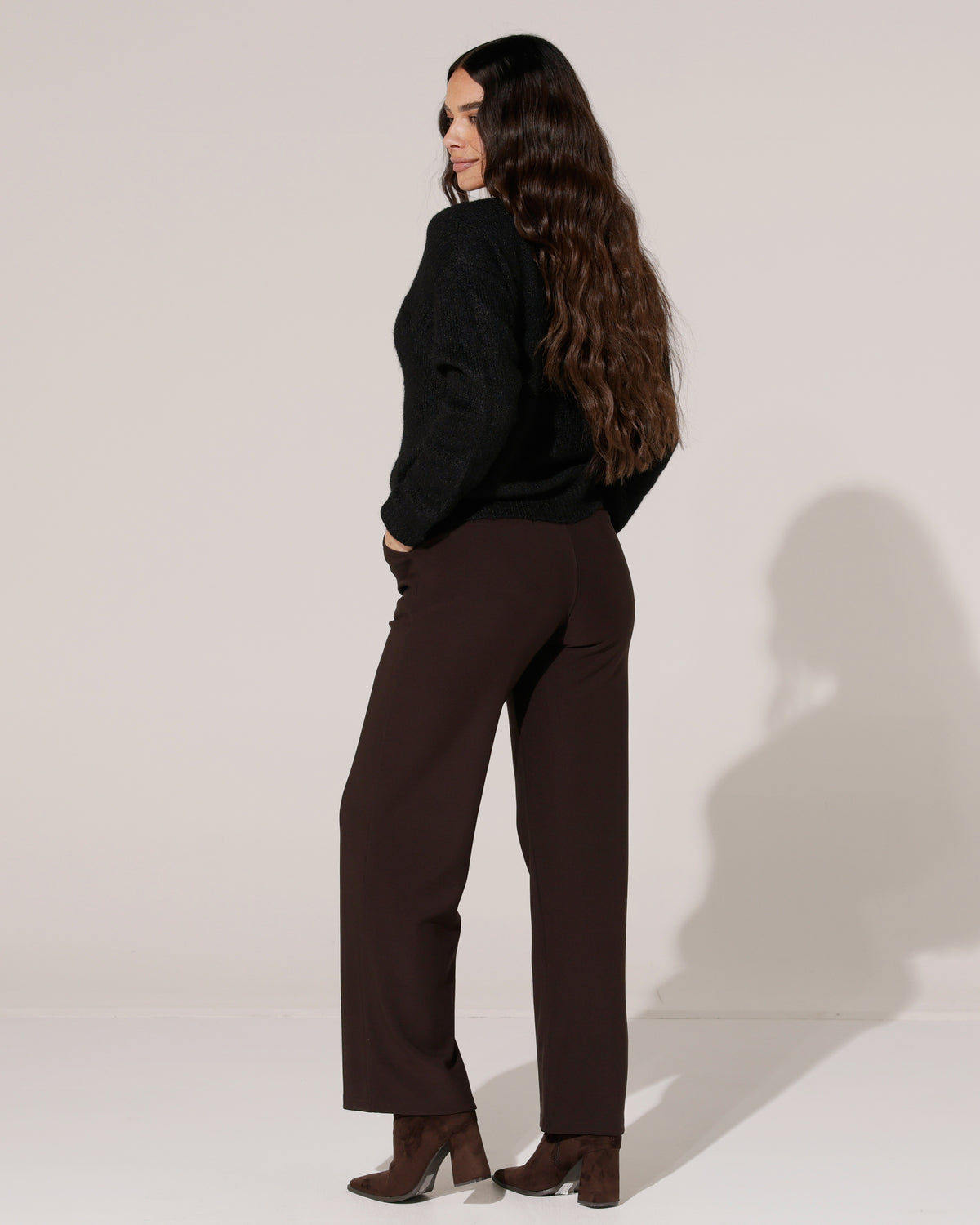 Wide leg pantalon Quinn Donkerbruin