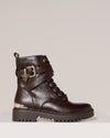 Bikerboot met goudkleurige gesp Lexi Donkerbruin
