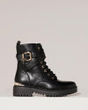Bikerboot met goudkleurige gesp Lexi Zwart