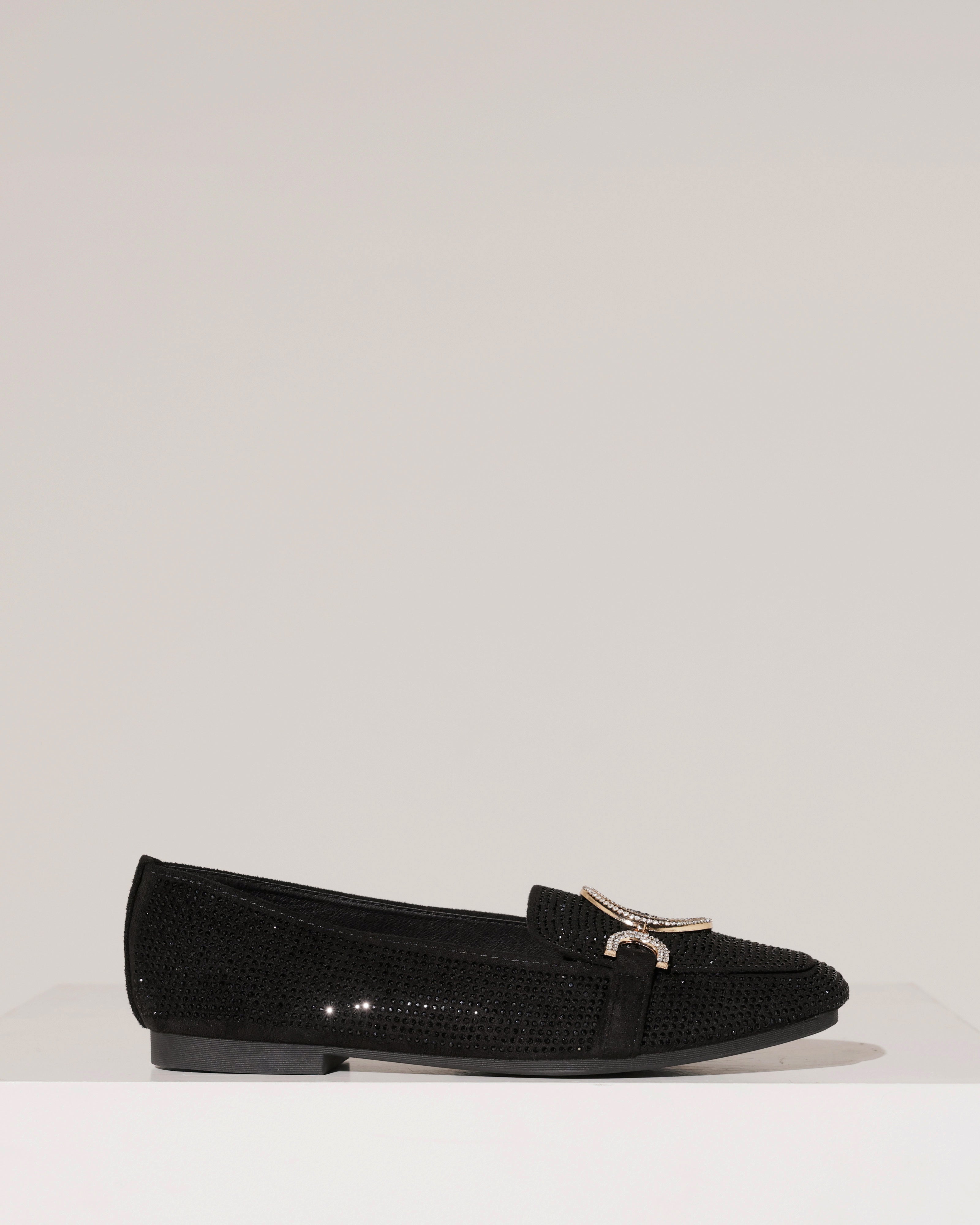 Loafer met strass en gesp Lizzy Zwart
