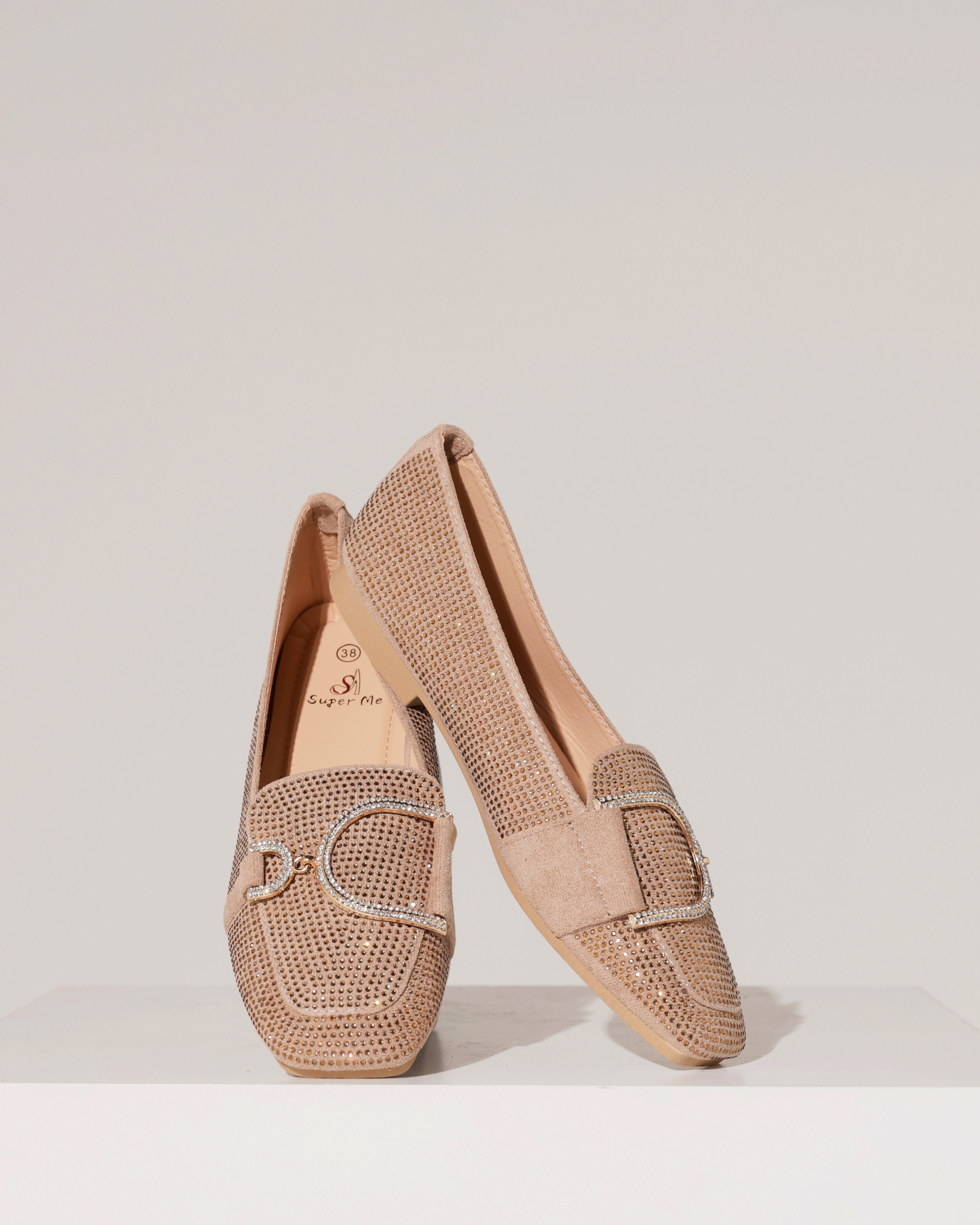 Loafer met strass en gesp Lizzy Taupe