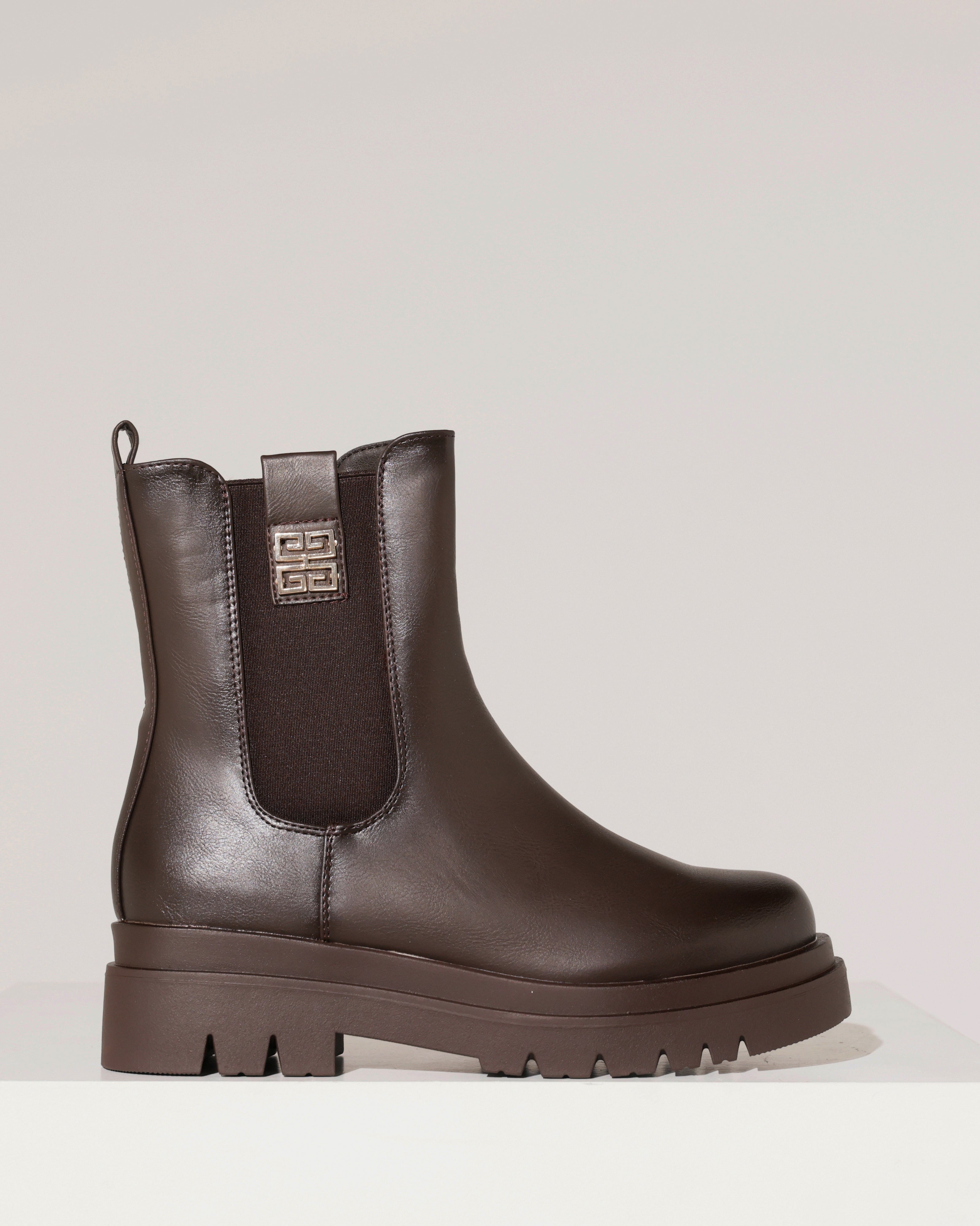 Chelsea boot met grove zool Nova Donkerbruin