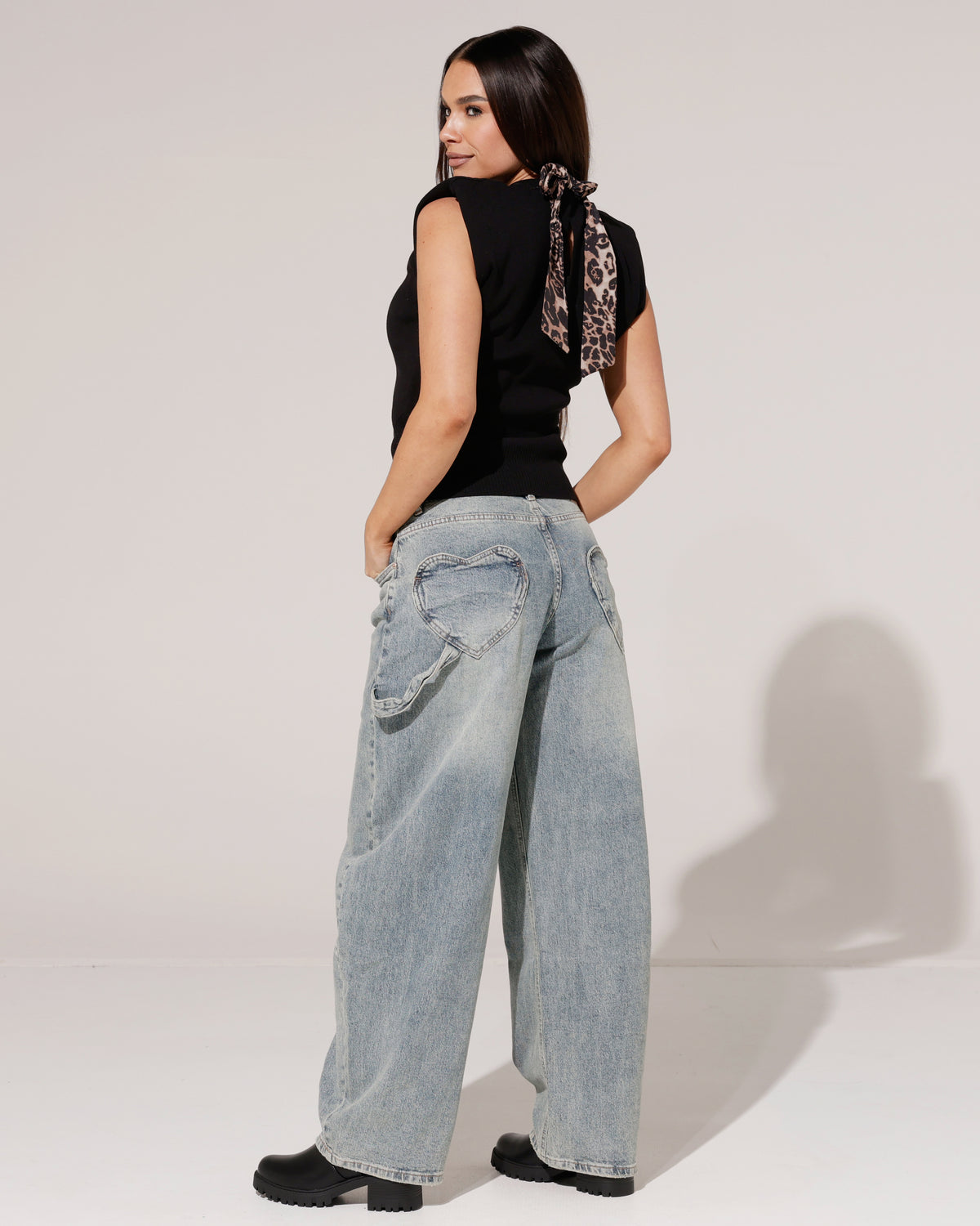 SeeSee Paris | Barrel jeans met hartjes kontzak Elsy Blauw