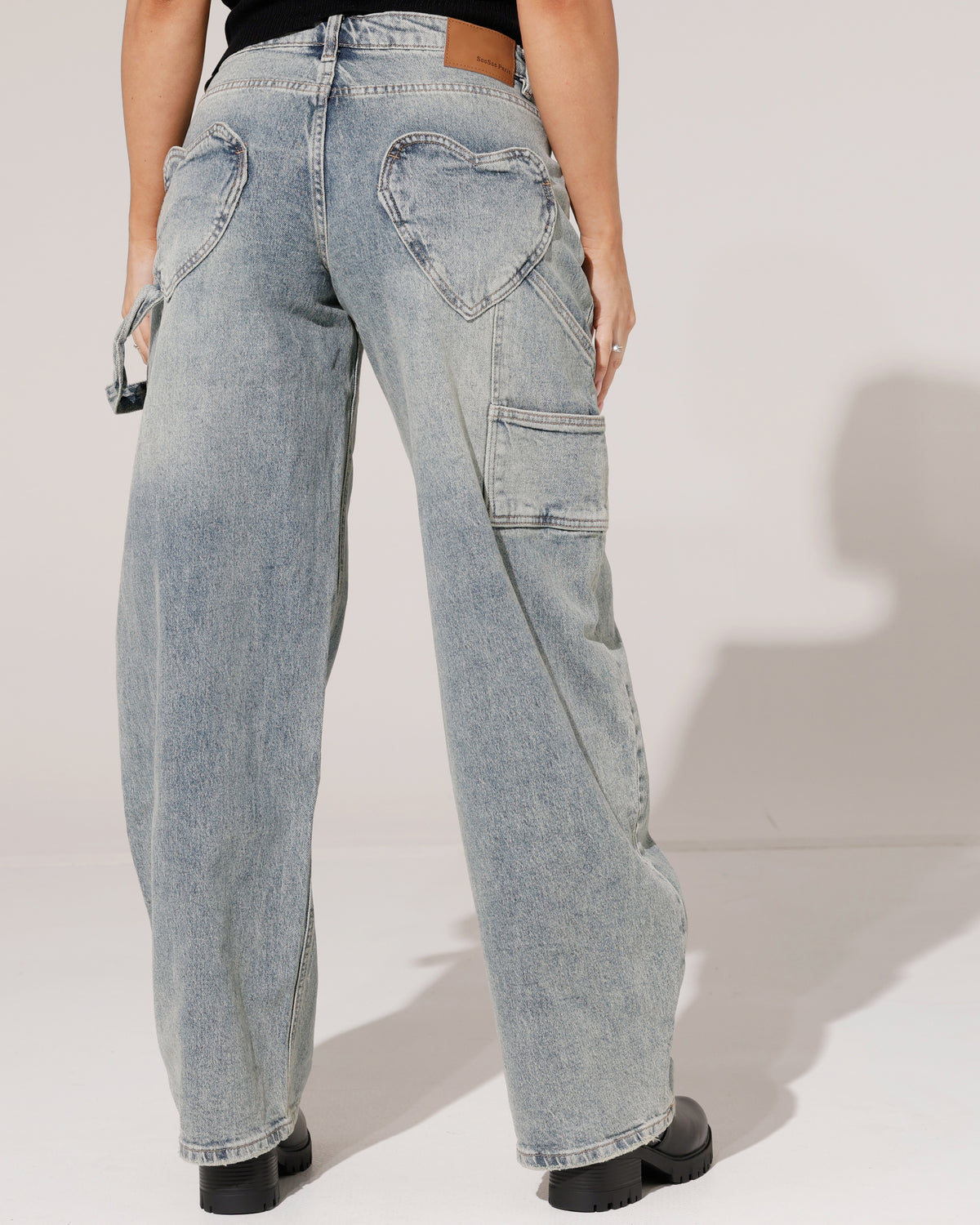 SeeSee Paris | Barrel jeans met hartjes kontzak Elsy Blauw
