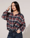 Geruite blouse met strass Debbie Donkerblauw