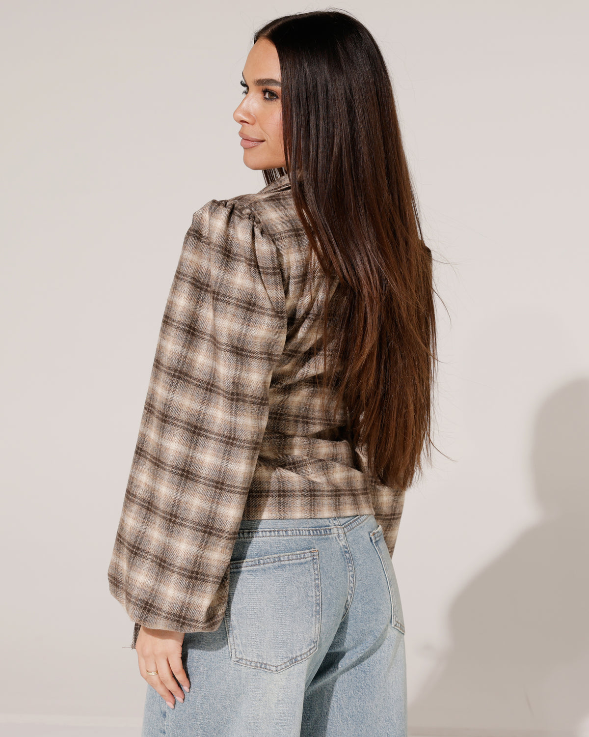 Geruite blazer met striksluiting Puck Bruin