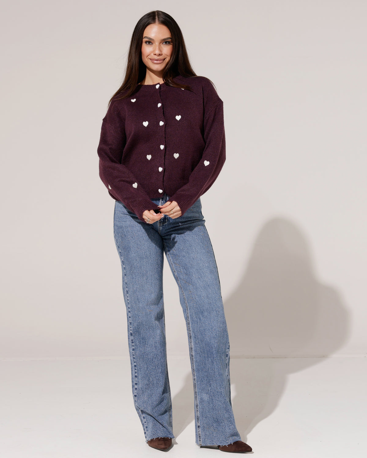 Queen Hearts | Wide leg jeans met strass TALL Elena-1 Blauw