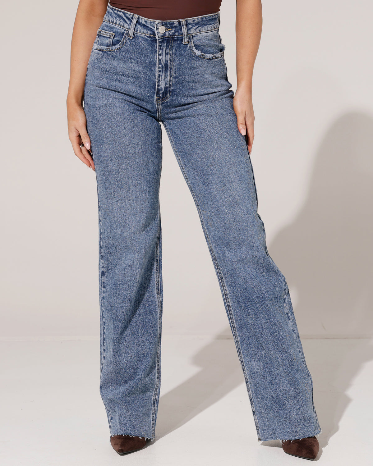 Queen Hearts | Wide leg jeans met strass TALL Elena-1 Blauw