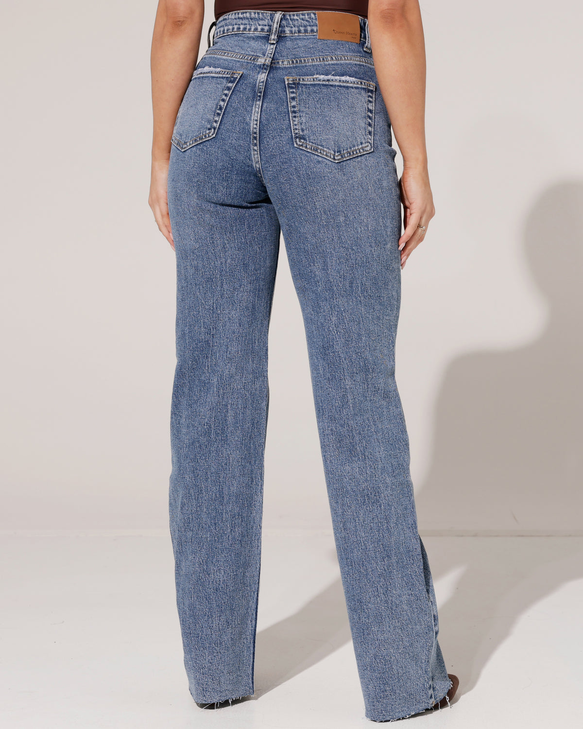 Queen Hearts | Wide leg jeans met strass TALL Elena-1 Blauw