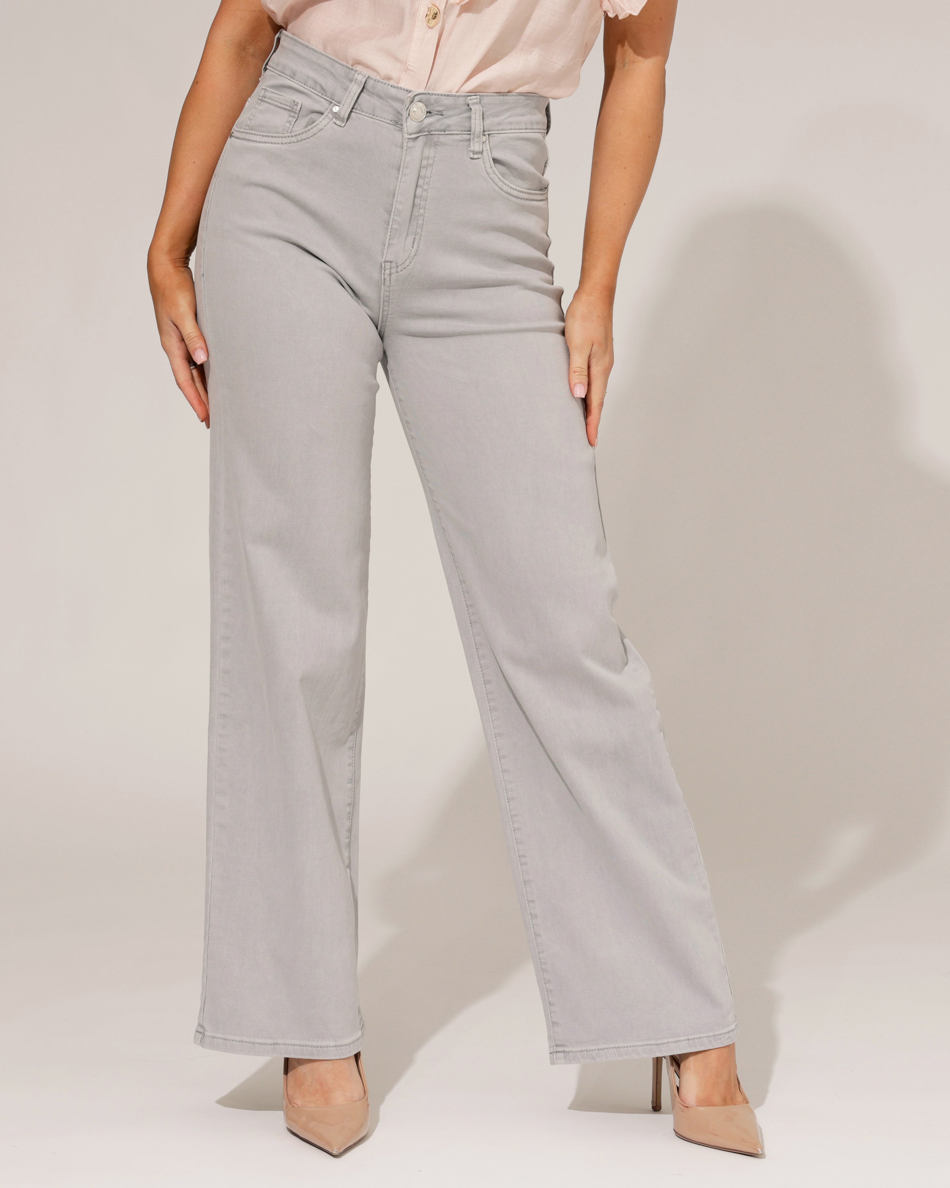 Goodies | Wide leg jeans Es-14 Lichtgrijs