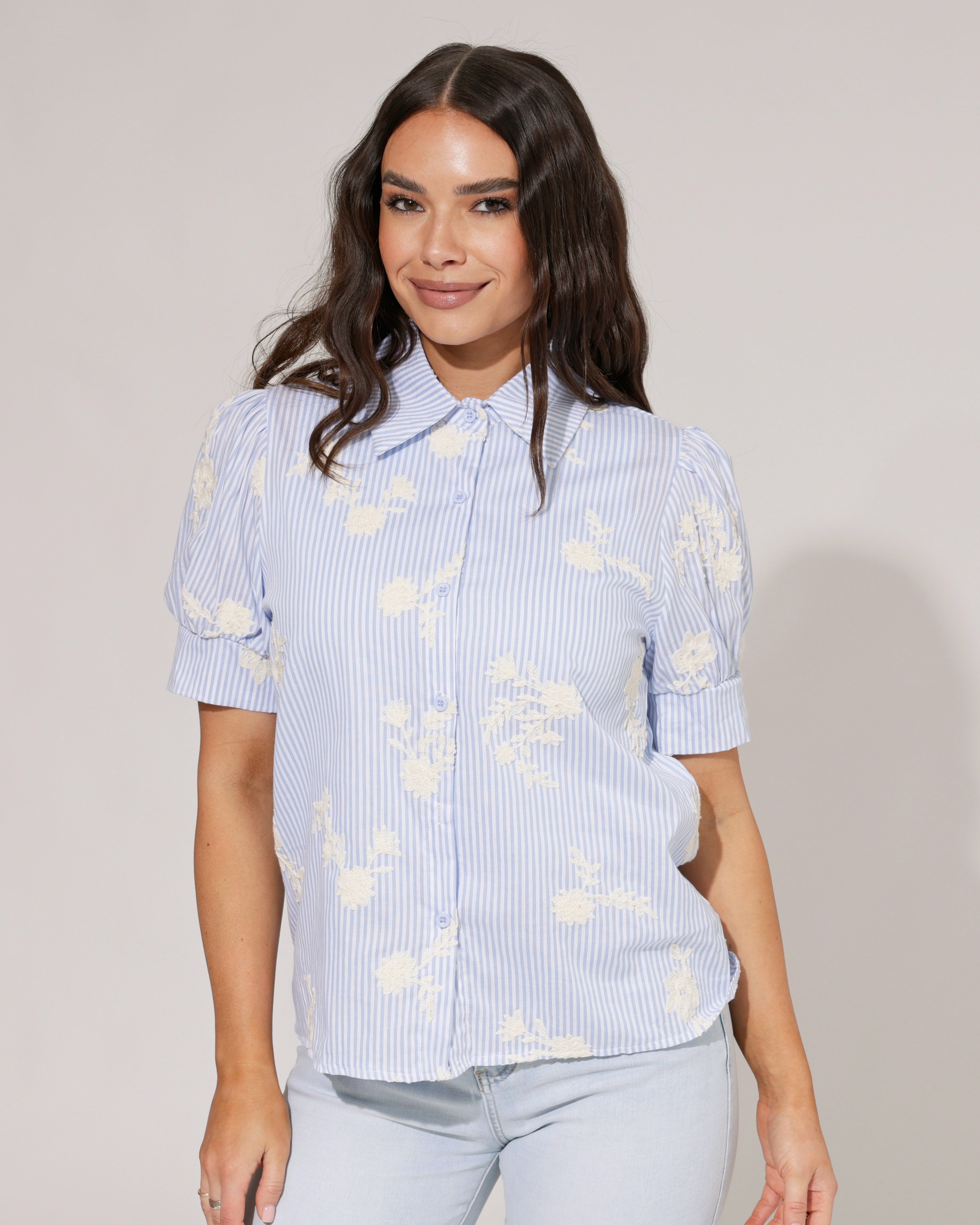 Gestreepte blouse Hilley Blauw