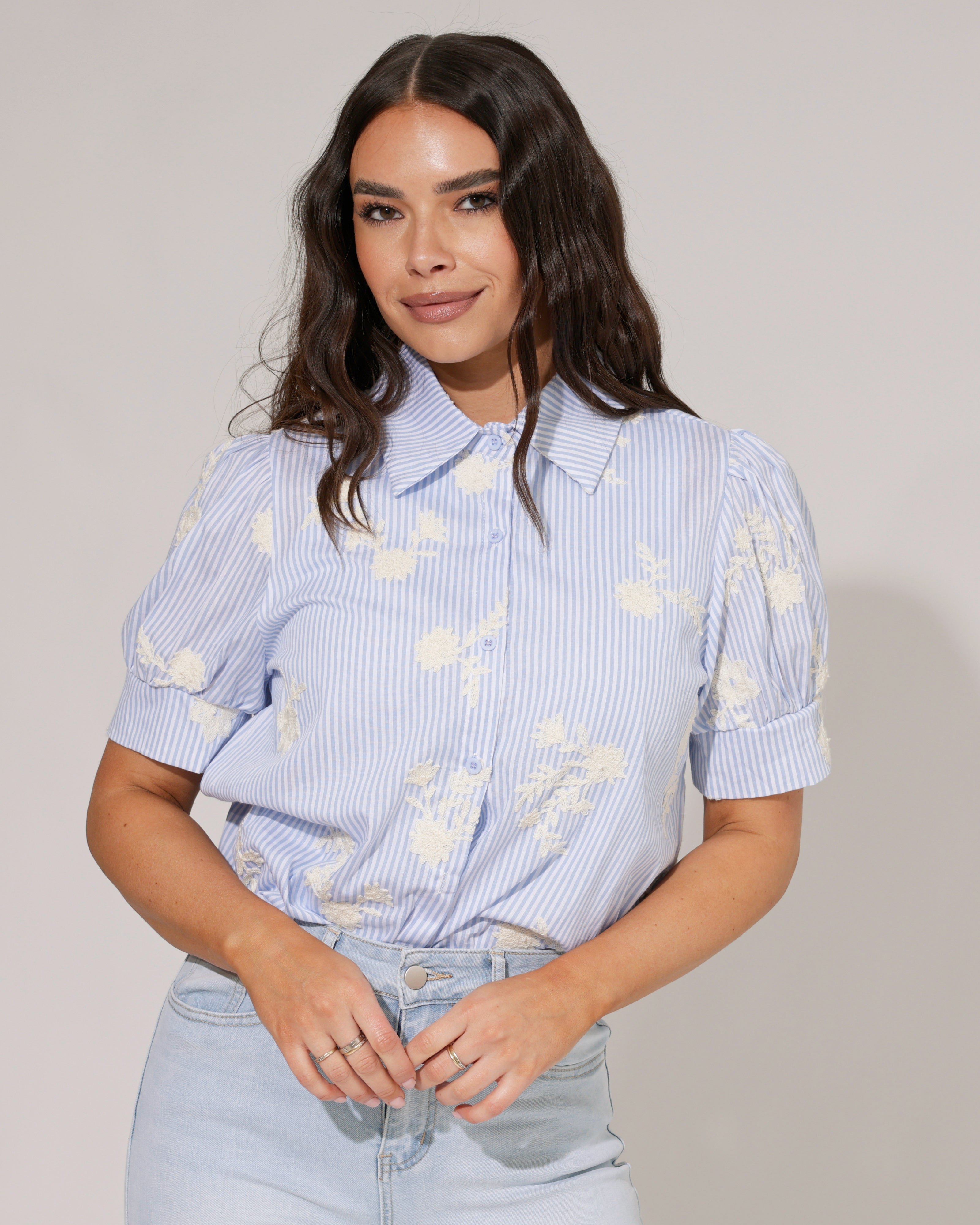 Gestreepte blouse Hilley Blauw