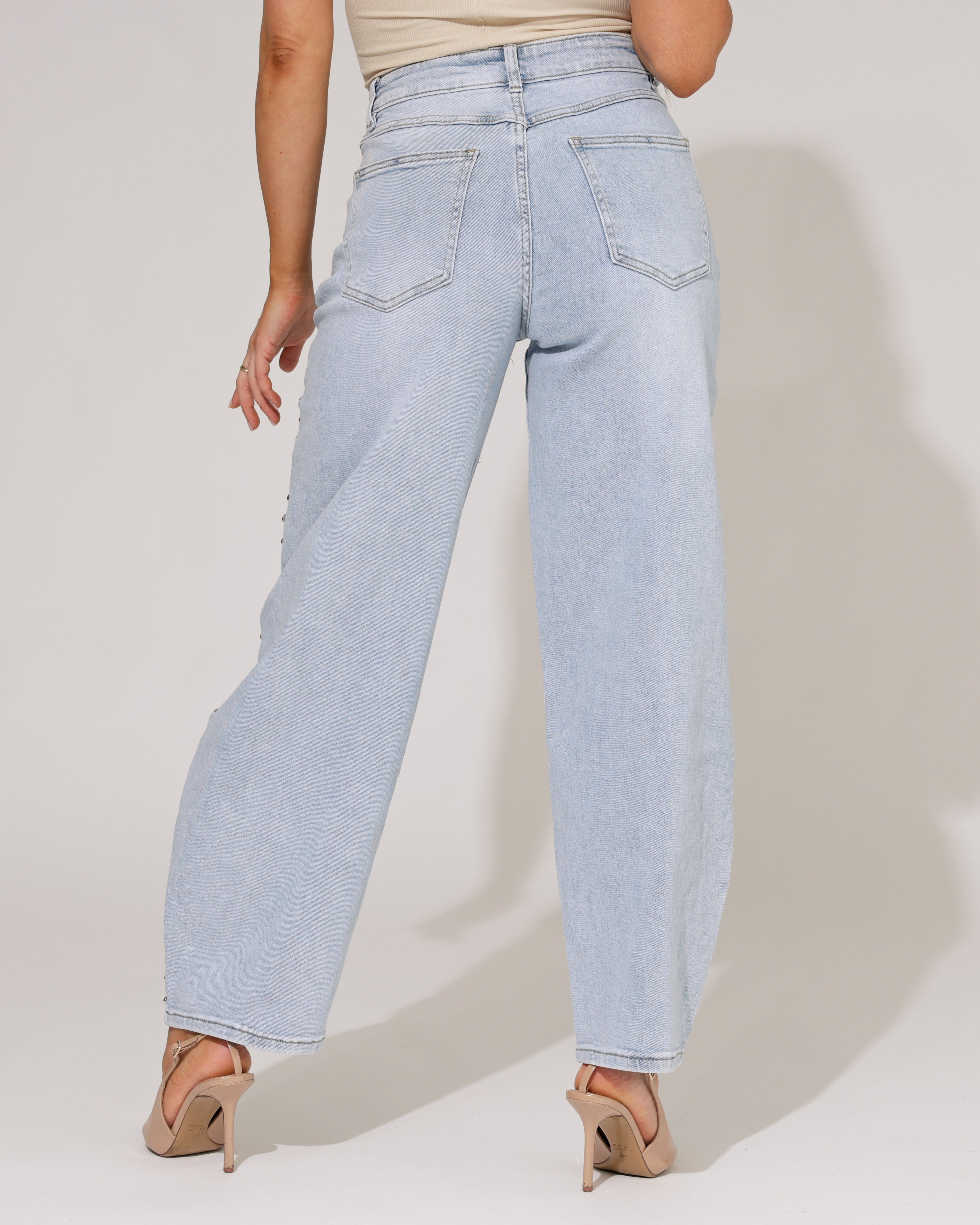 Laulia | Barrel jeans studs Yf Lichtblauw