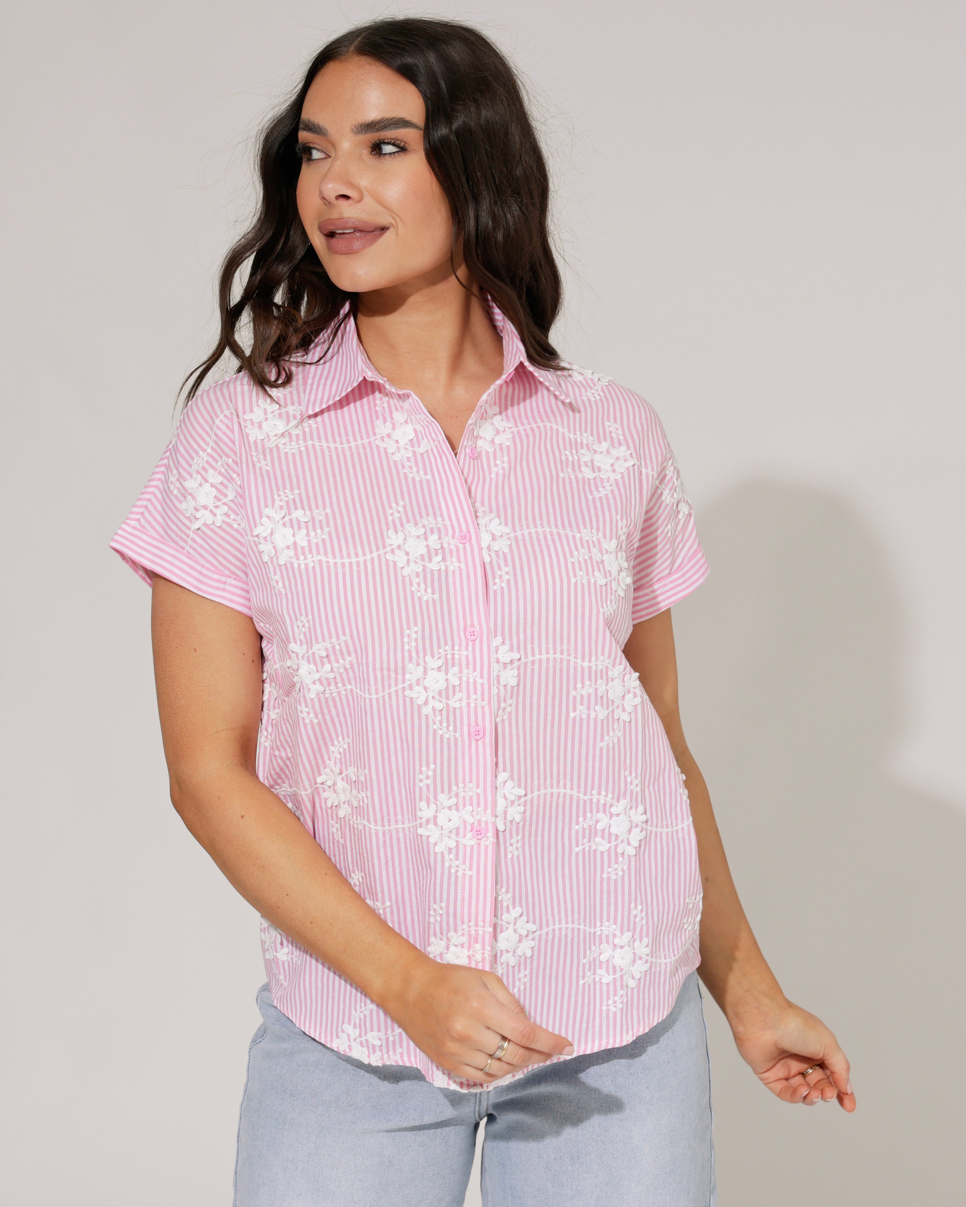 Gestreepte blouse Lizzy Roze