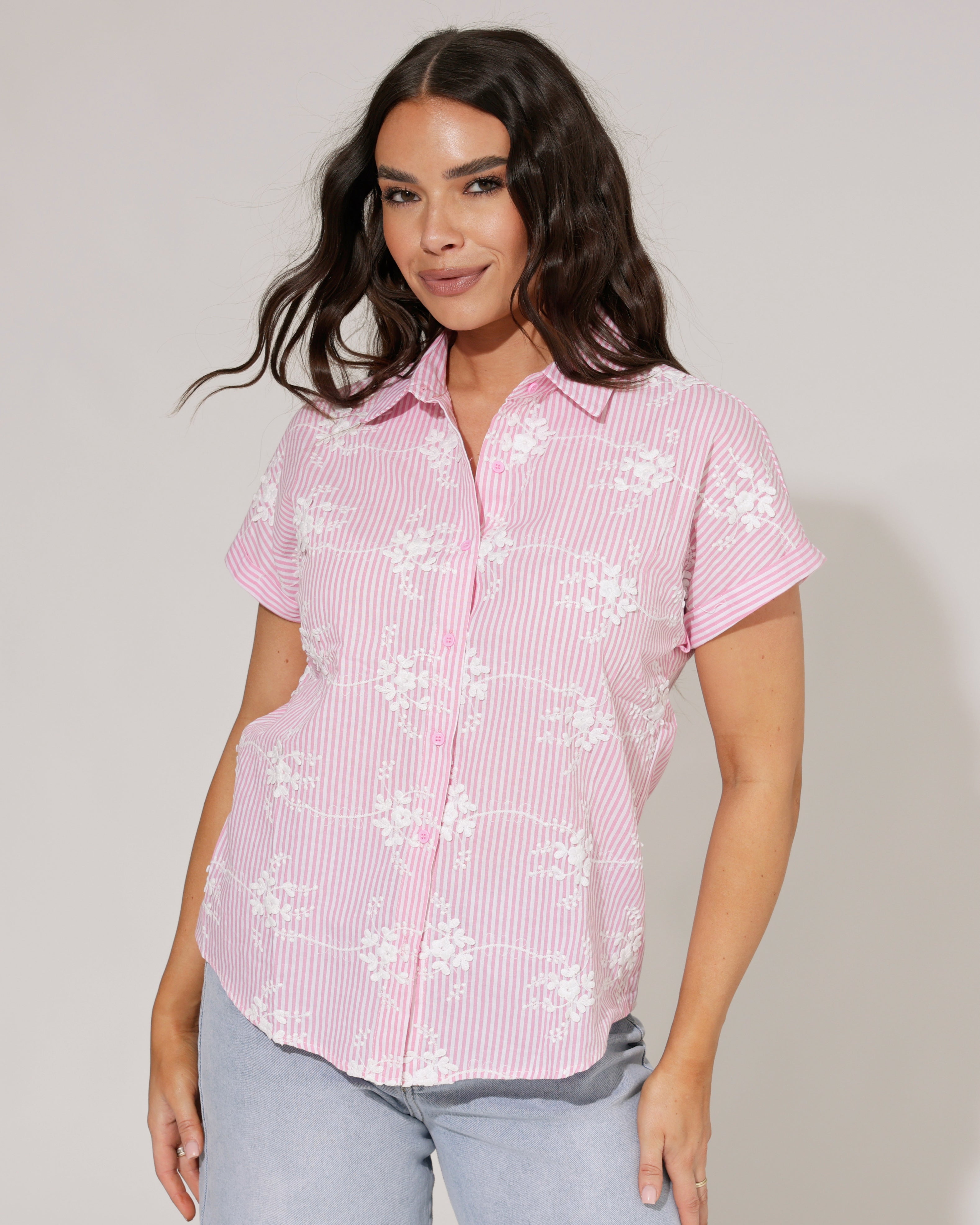 Gestreepte blouse Lizzy Roze