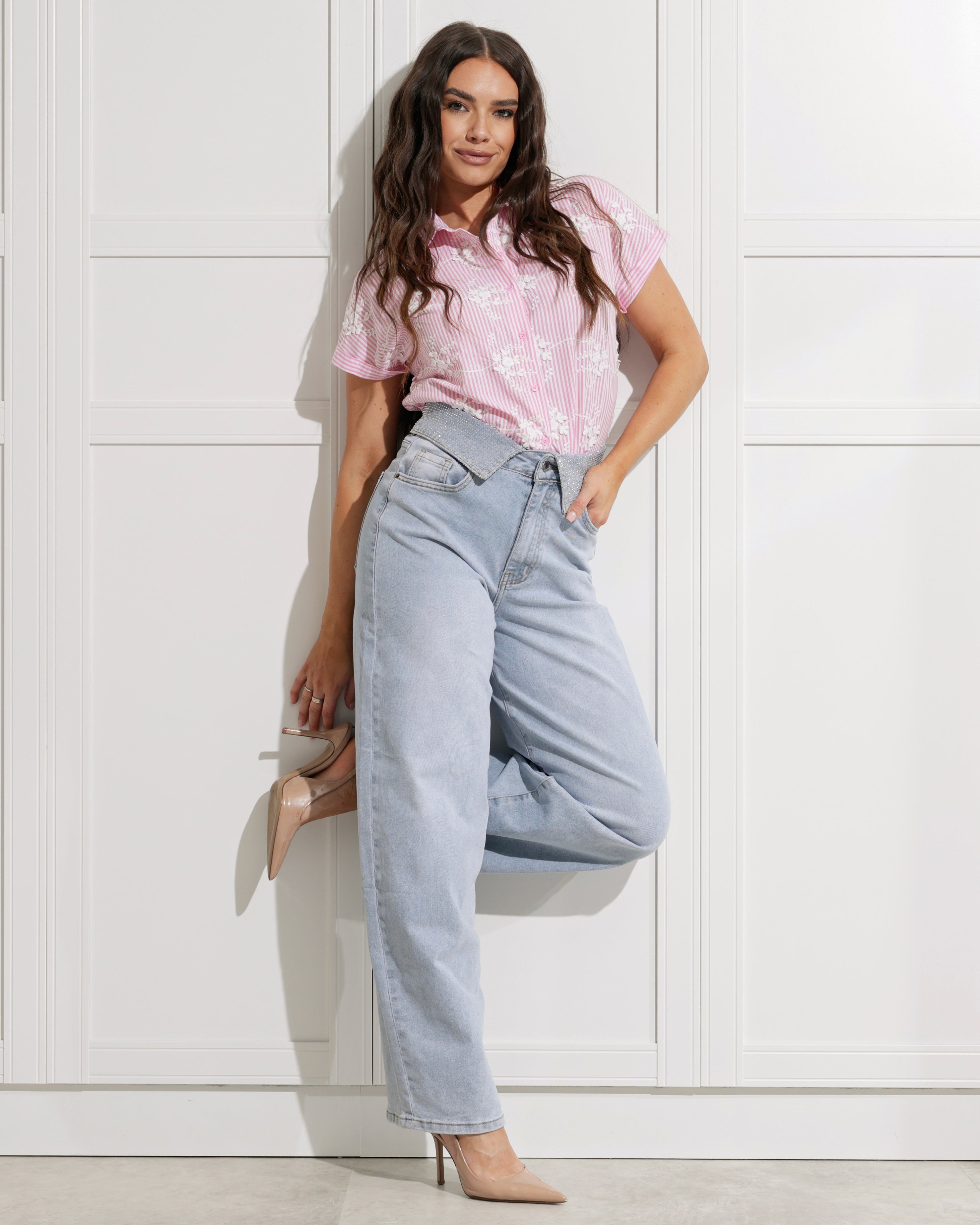Gestreepte blouse Lizzy Roze