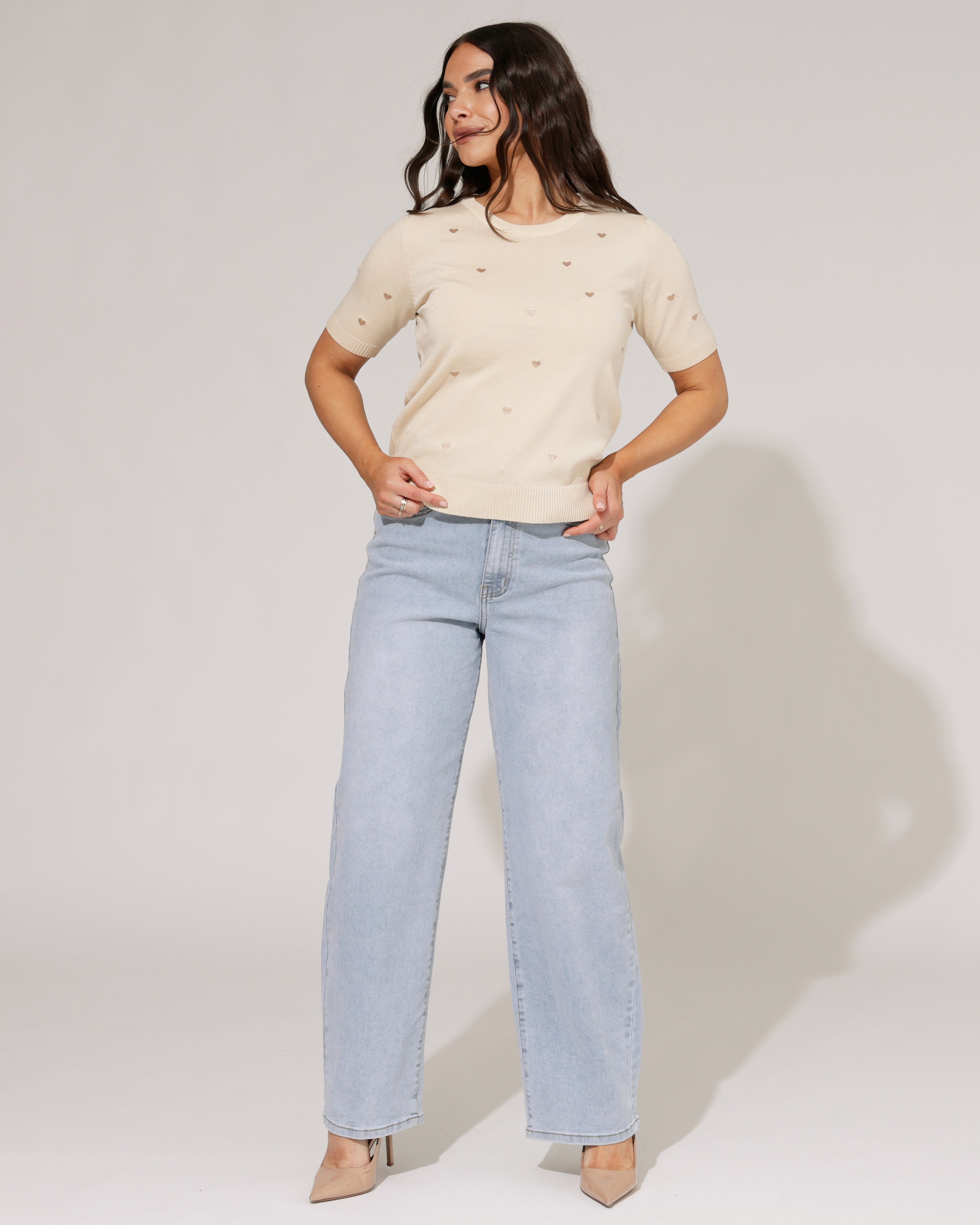 Top met hartjes Mika Beige