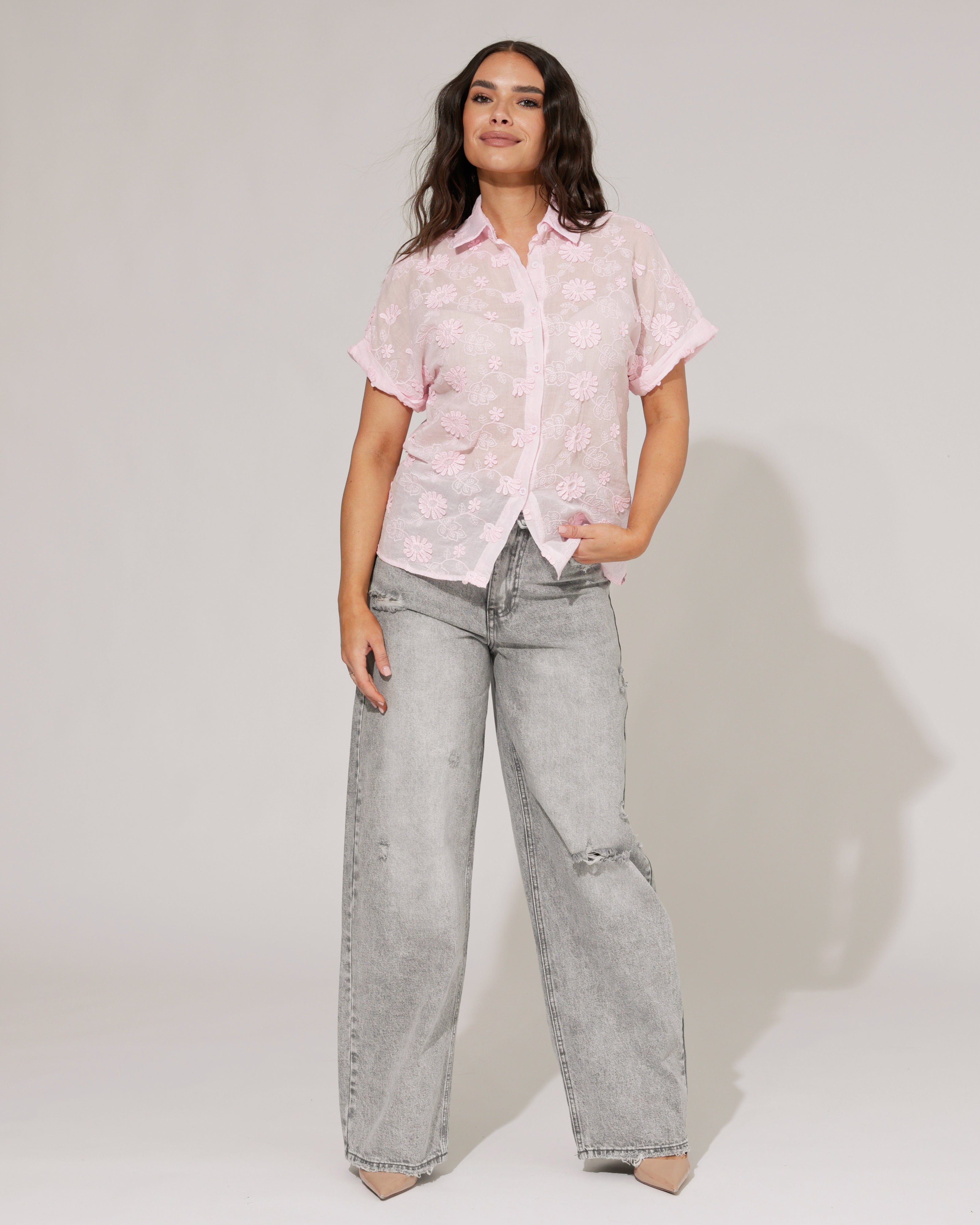 Blouse met bloemetjes Kaya Roze
