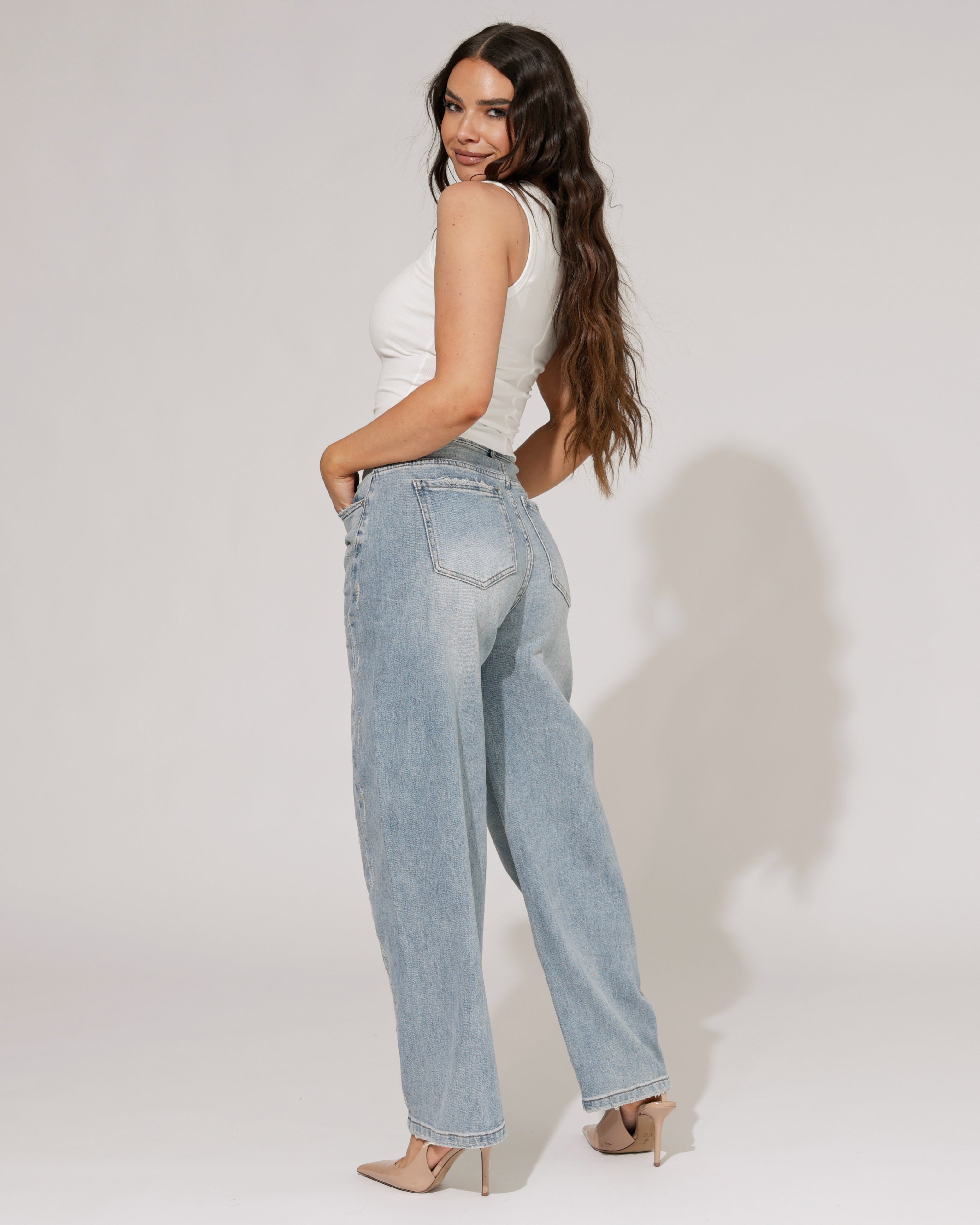 Hello Miss | Barrel jeans ripped Terry Blauw