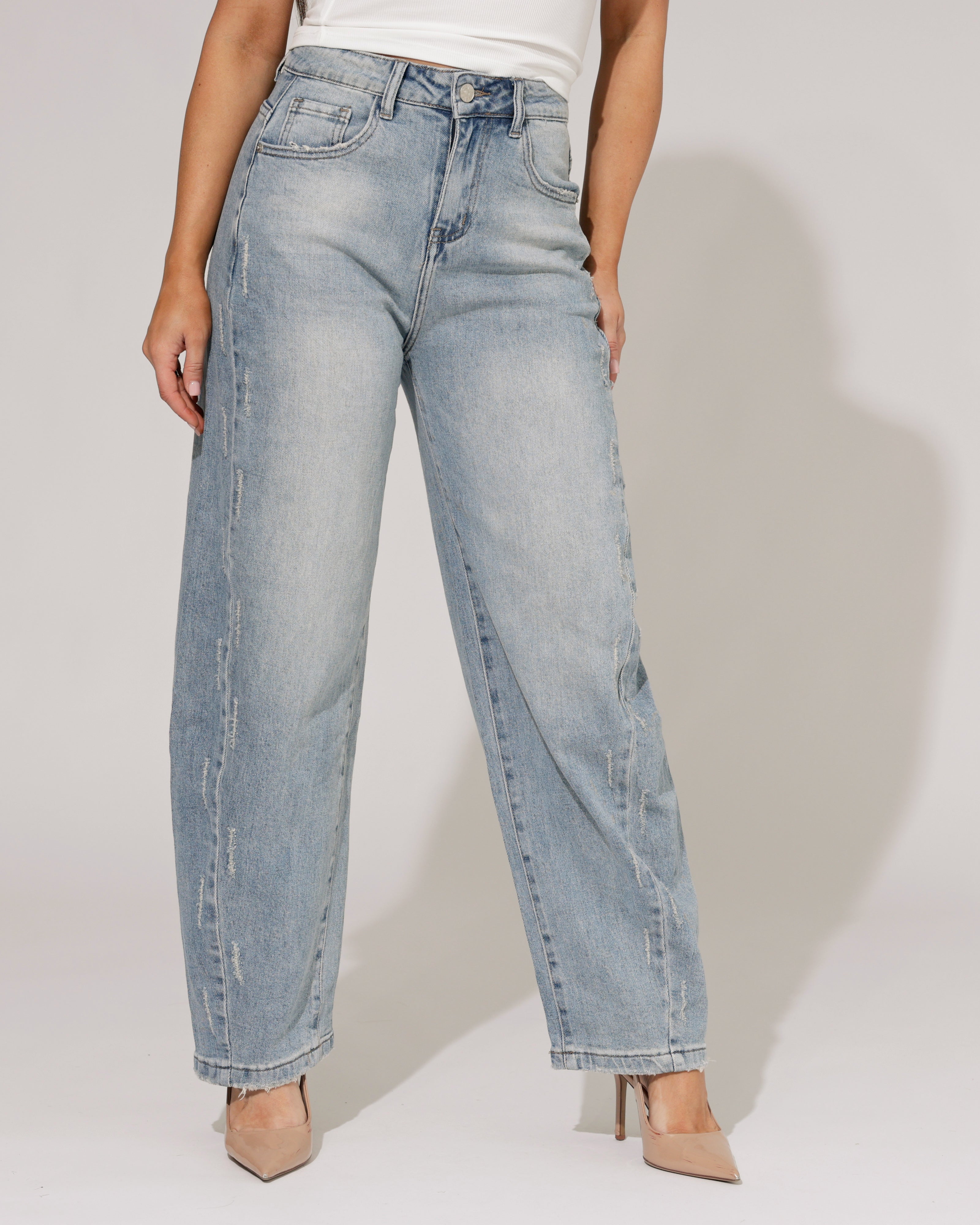 Hello Miss | Barrel jeans ripped Terry Blauw