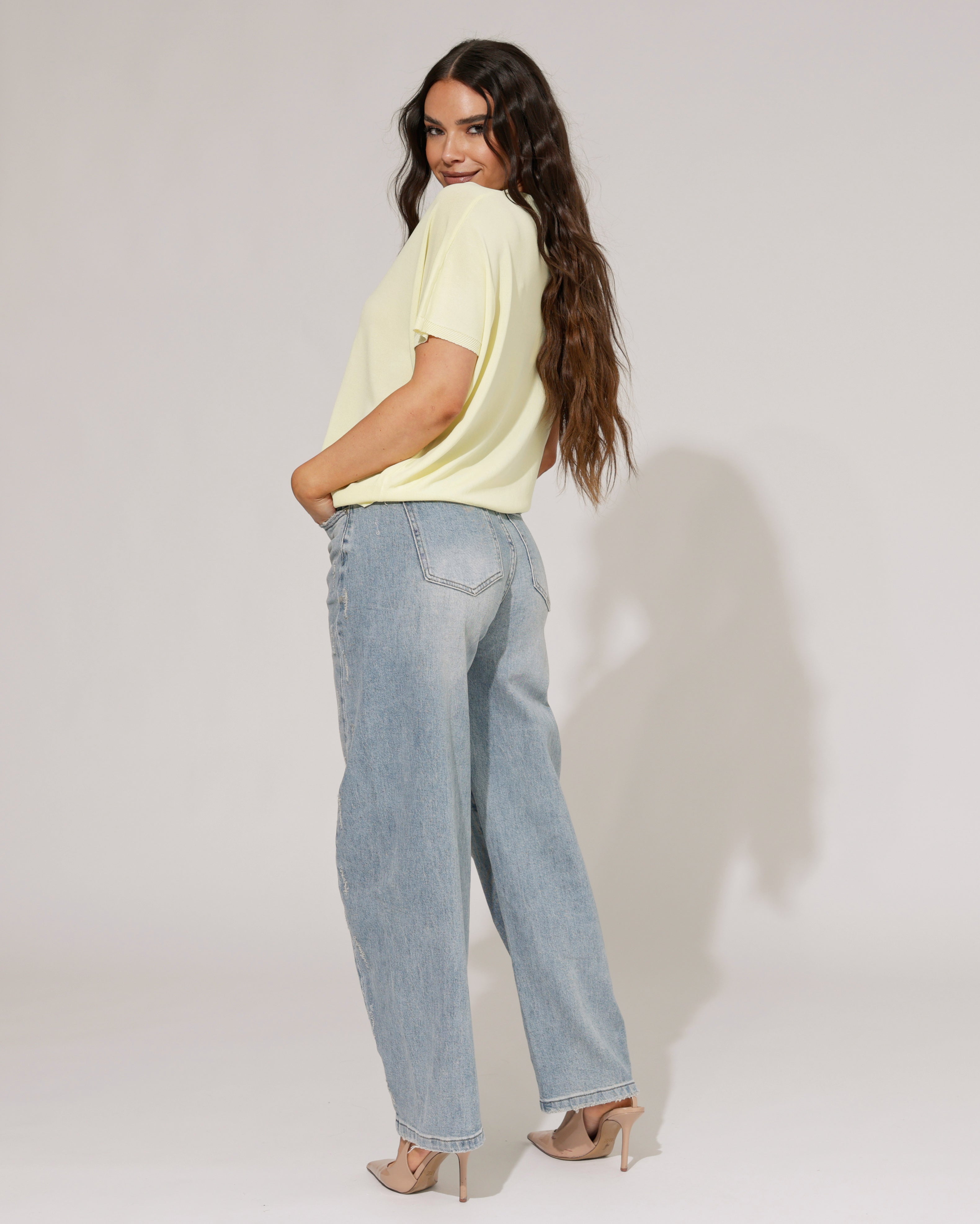 Hello Miss | Barrel jeans ripped Terry Blauw