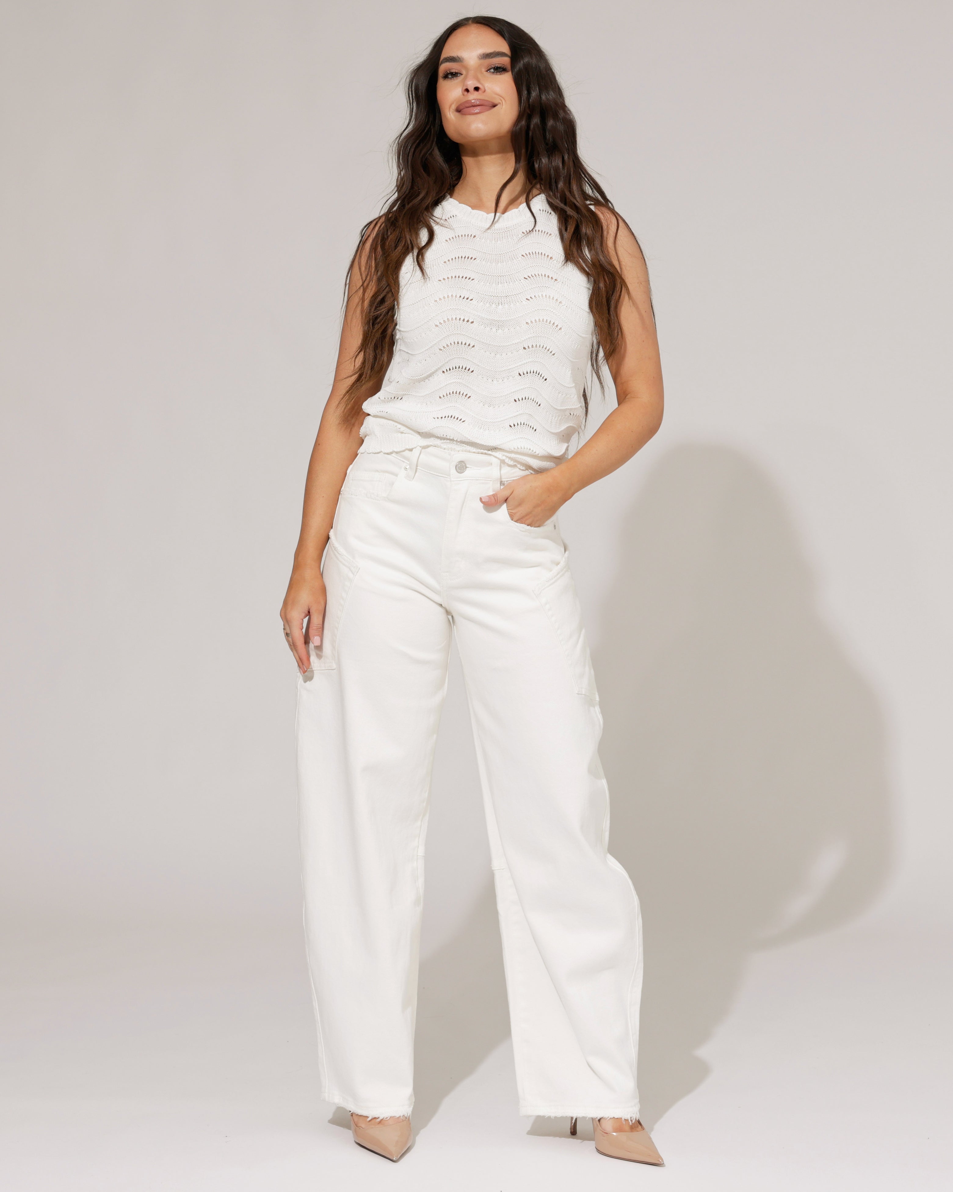 Queen Hearts | Barrel jeans met zak Gina-B Wit
