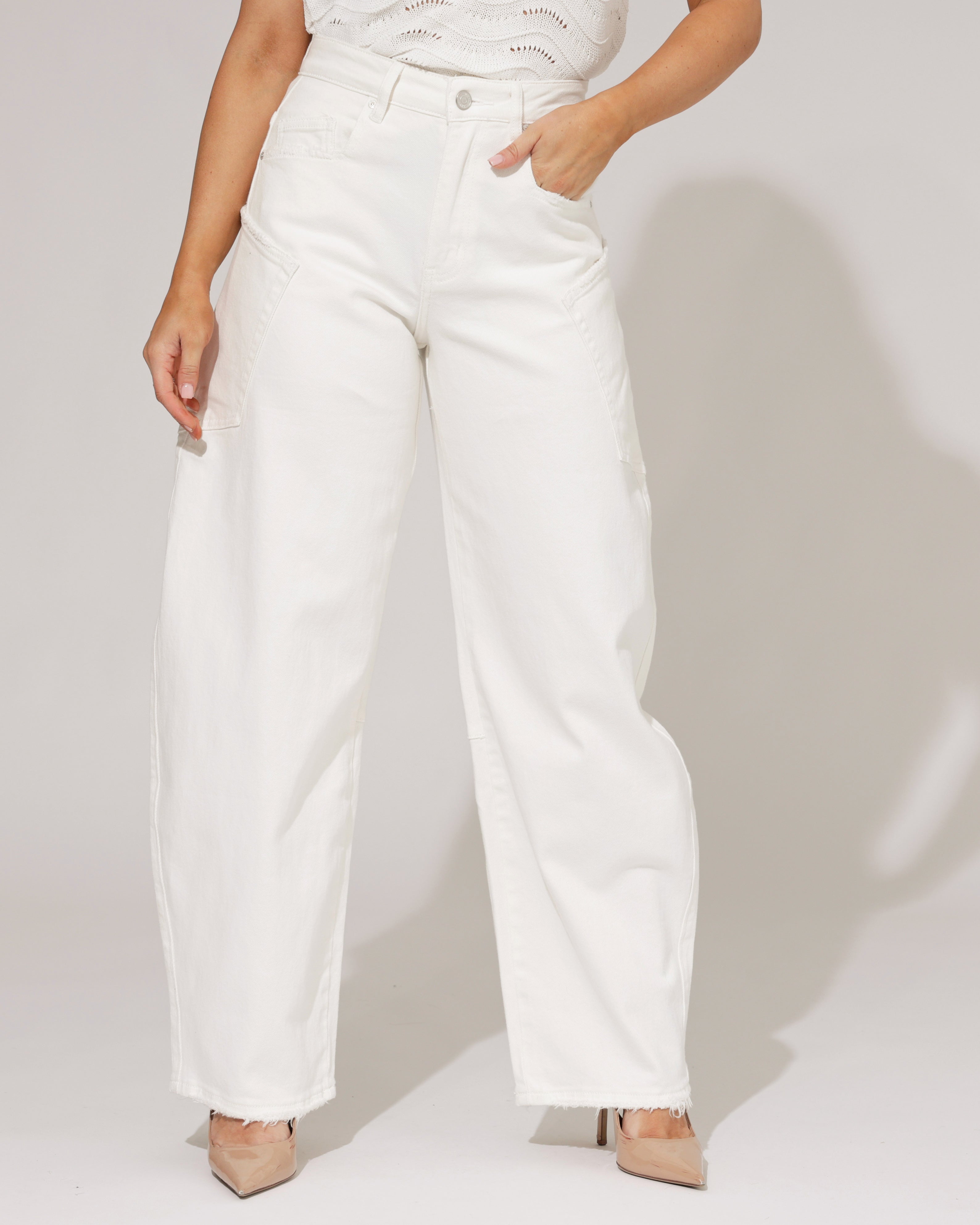 Queen Hearts | Barrel jeans met zak Gina-B Wit