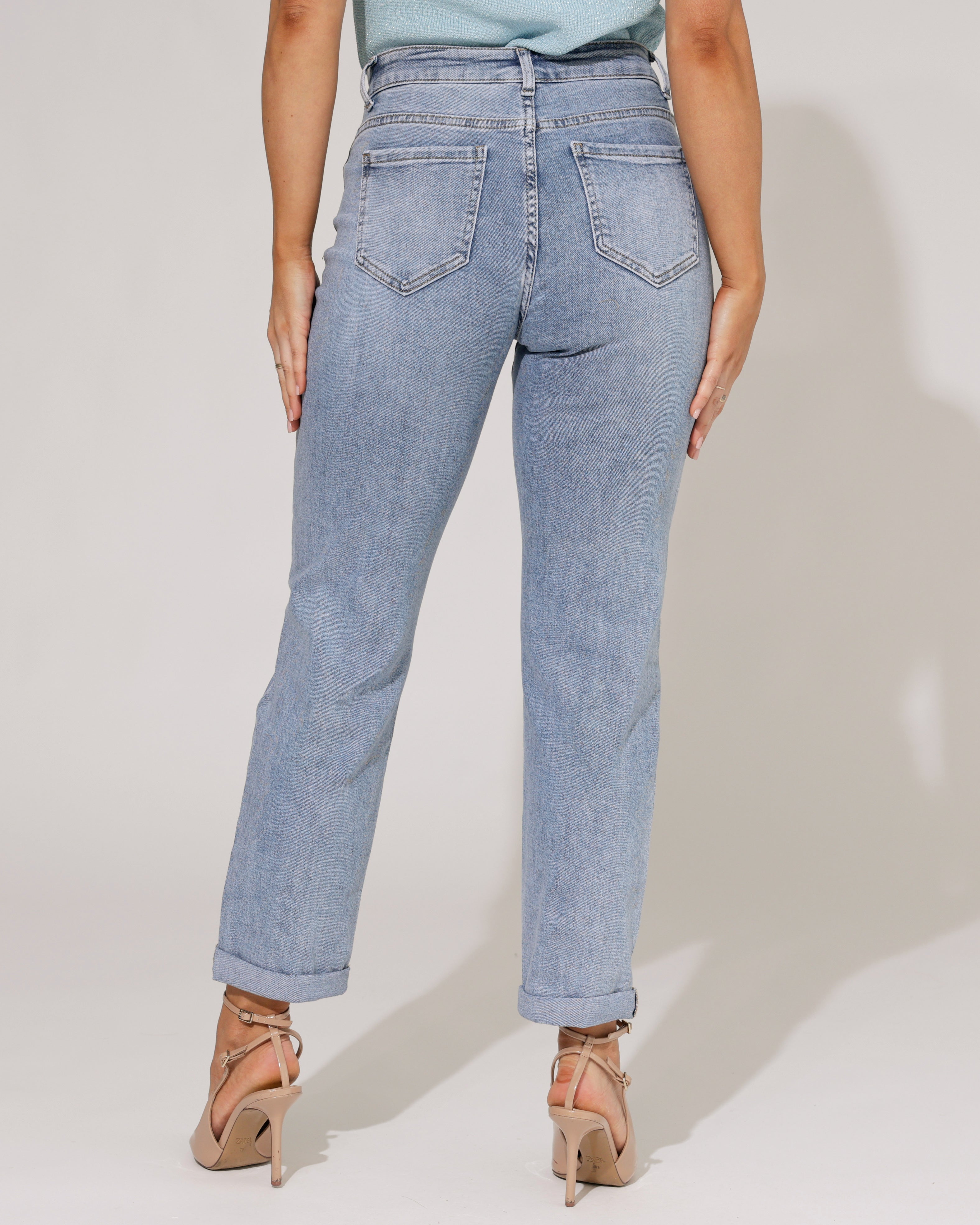 Hello Miss | Mom jeans strass Senny Blauw