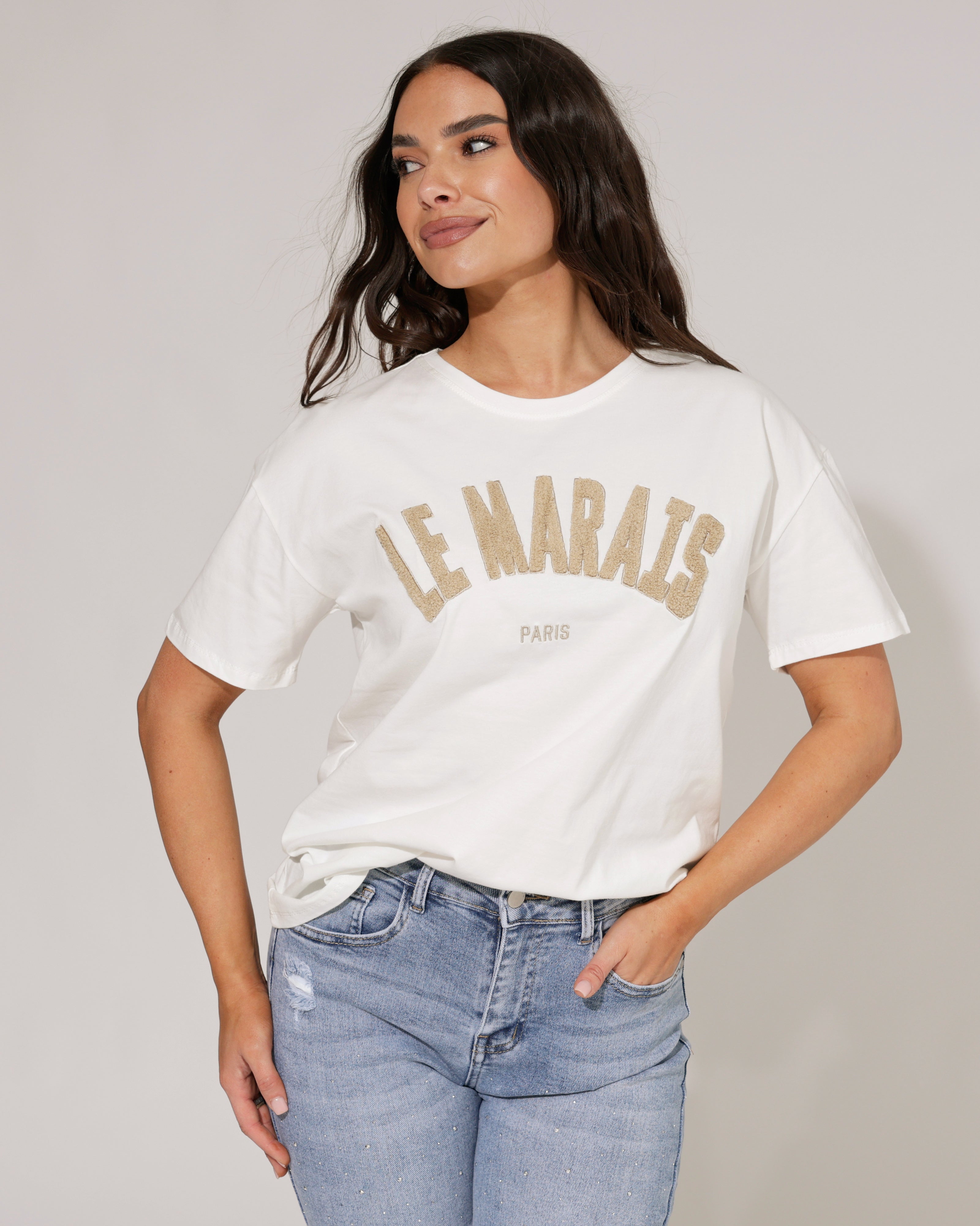 T-shirt le Marais Wit/ Beige