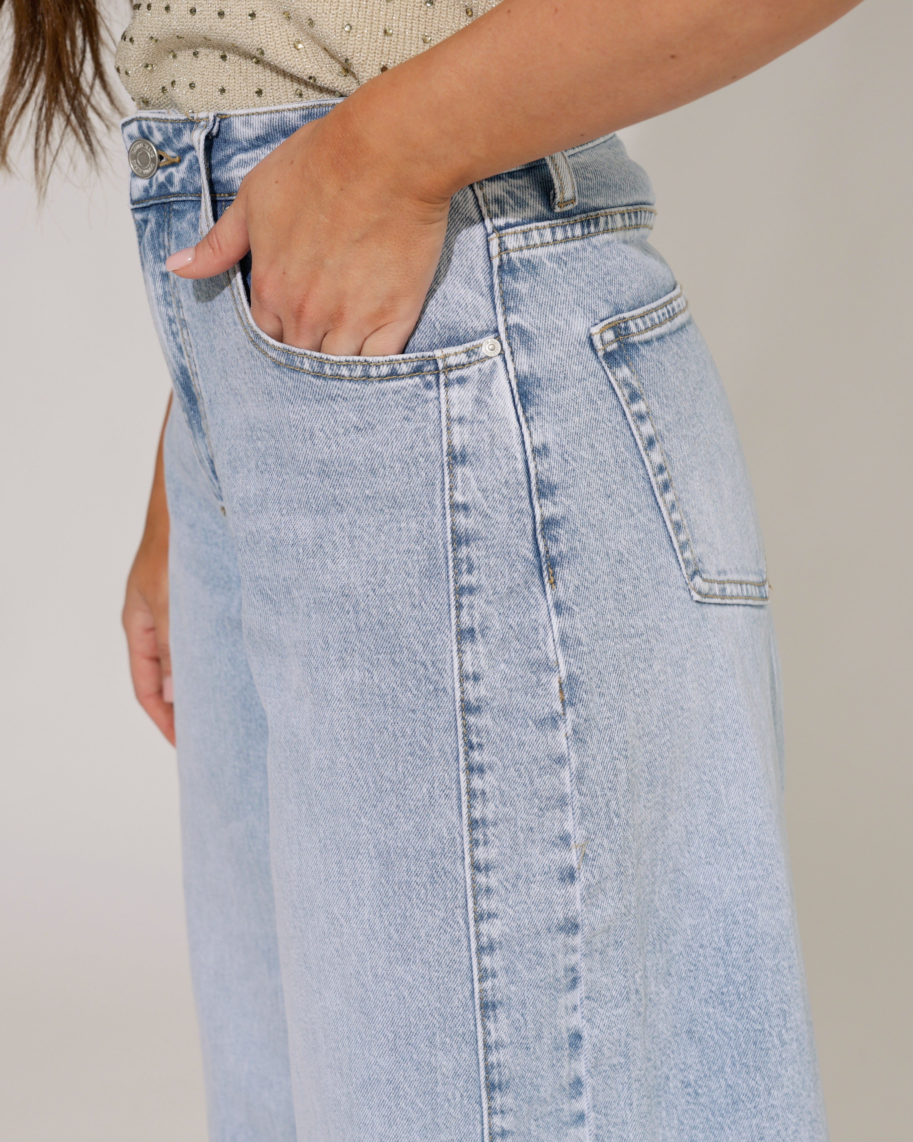 Queen Hearts | Extra wide leg jeans Maddy-1 Blauw