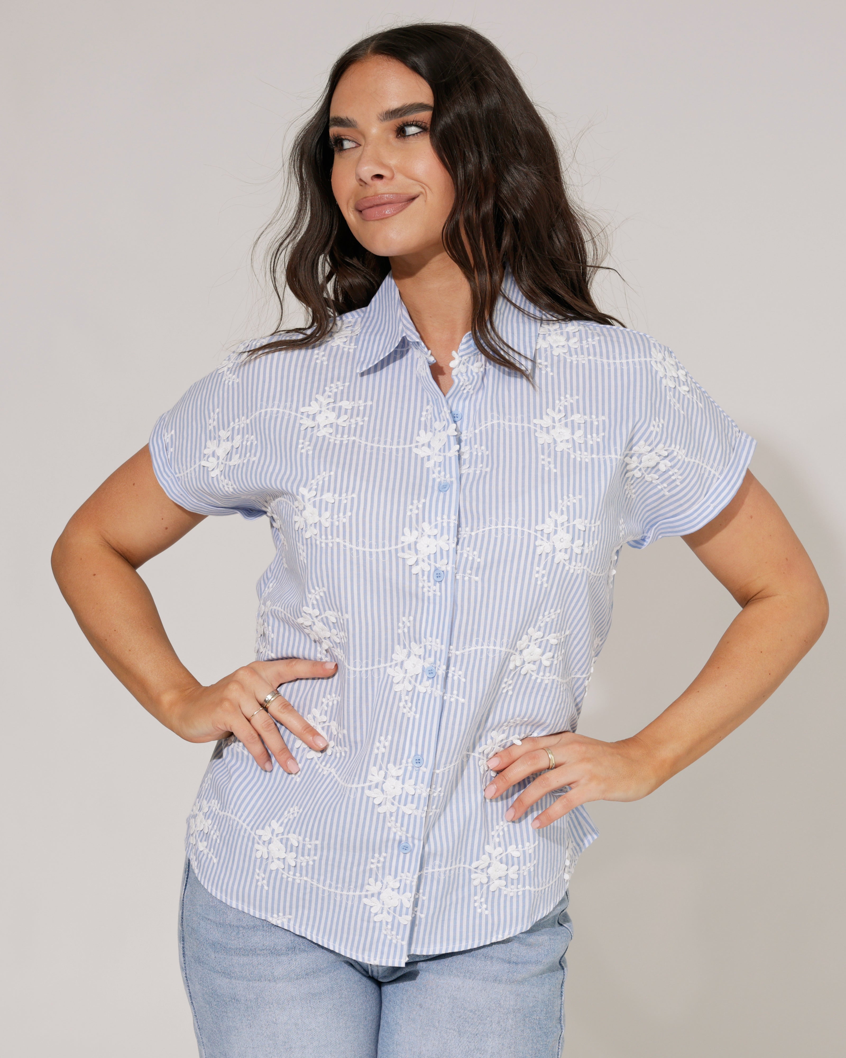 Gestreepte blouse Lizzy Blauw