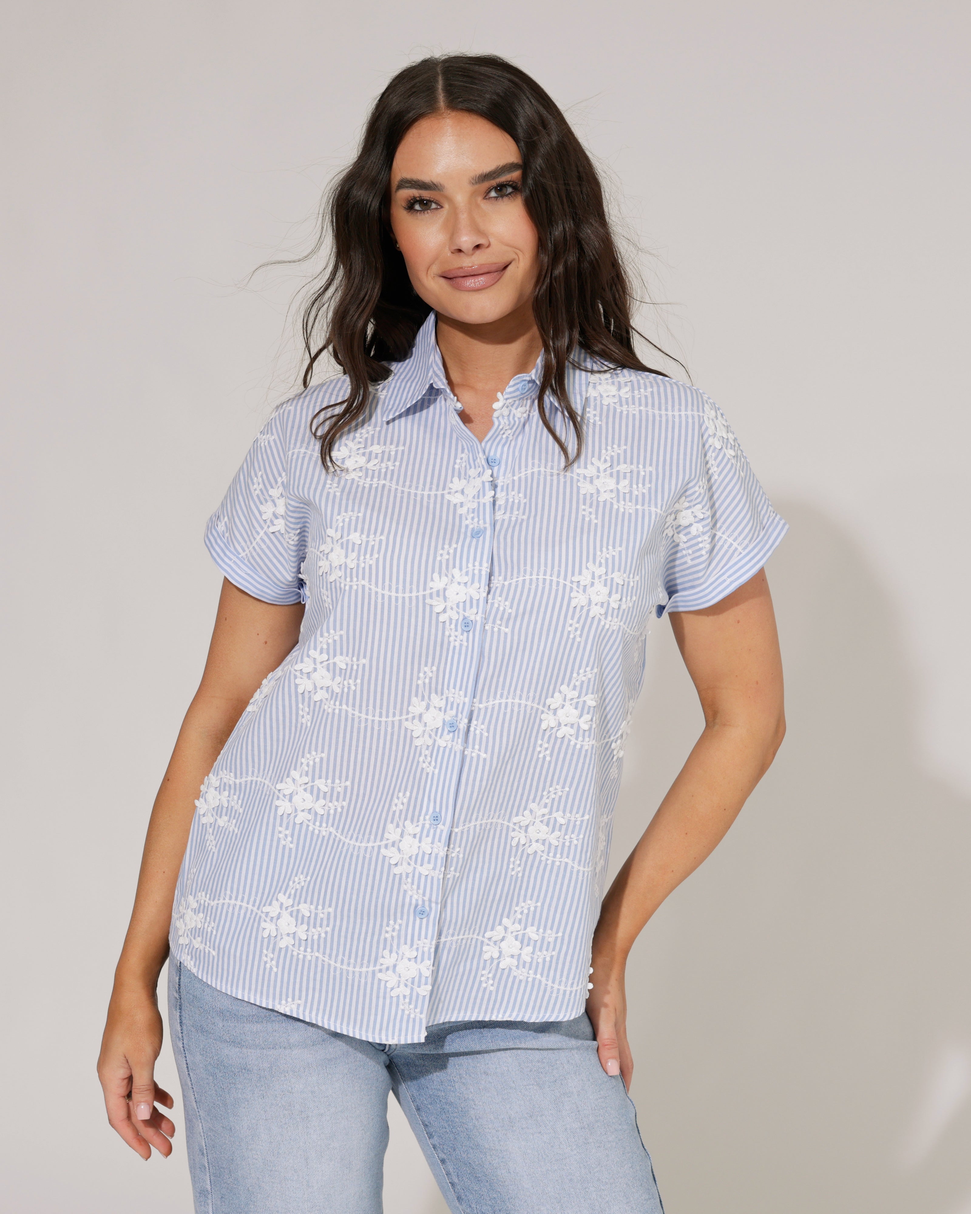 Gestreepte blouse Lizzy Blauw