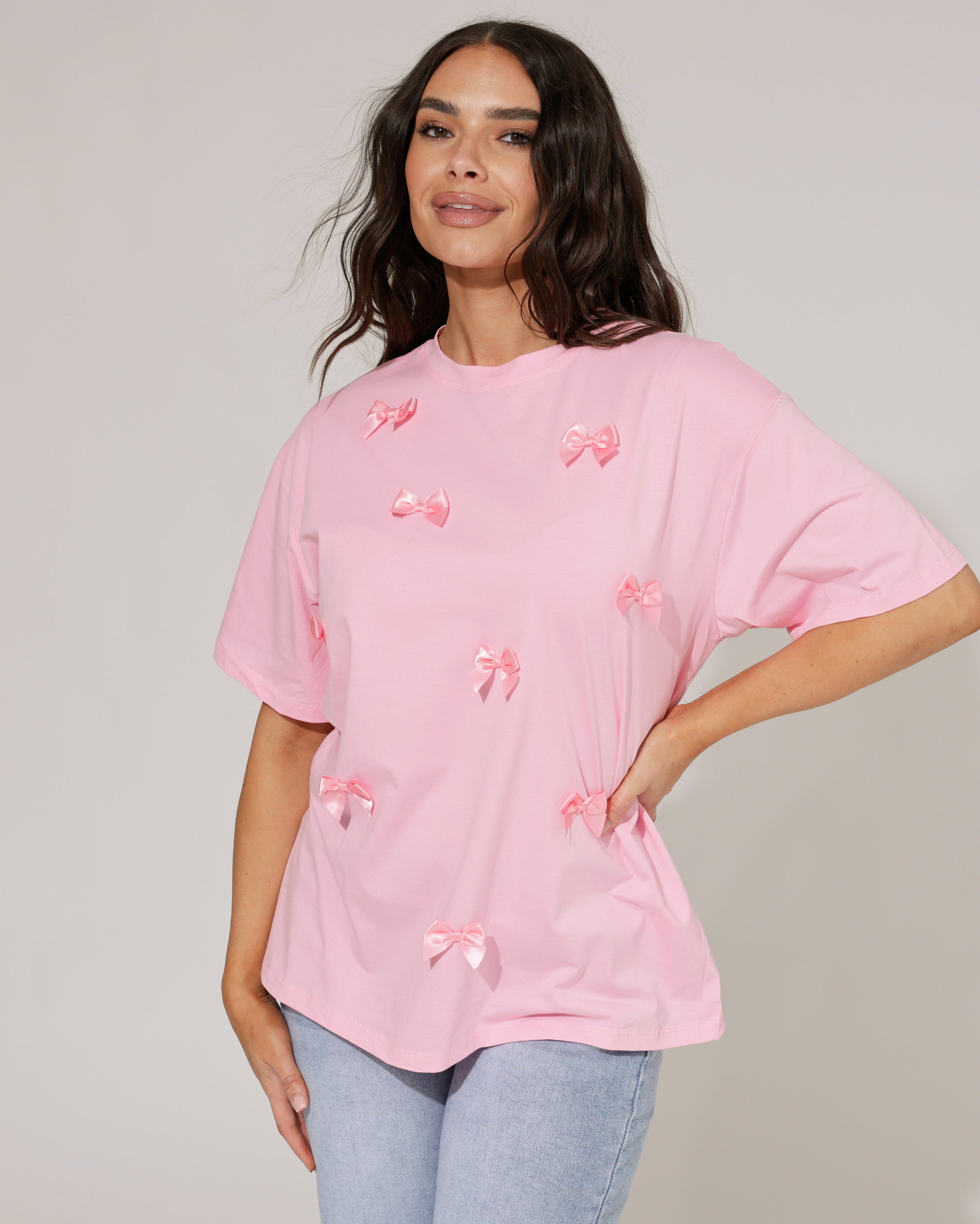 T-shirt met strikjes Noe Roze