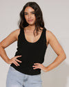 Mouwloze lurex top strass Sindey Zwart