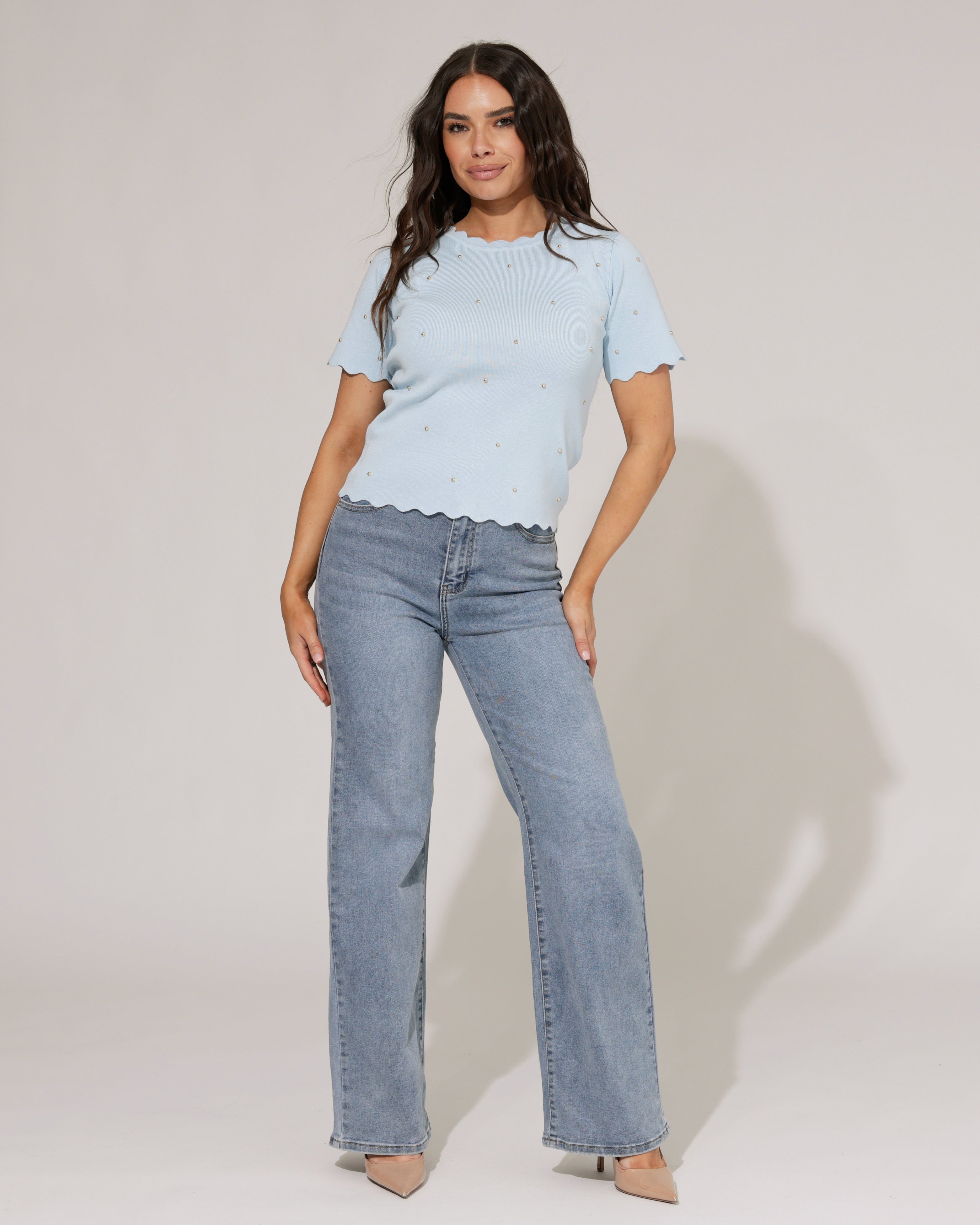 Hello Miss | Wide leg jeans Nicole-2 Blauw
