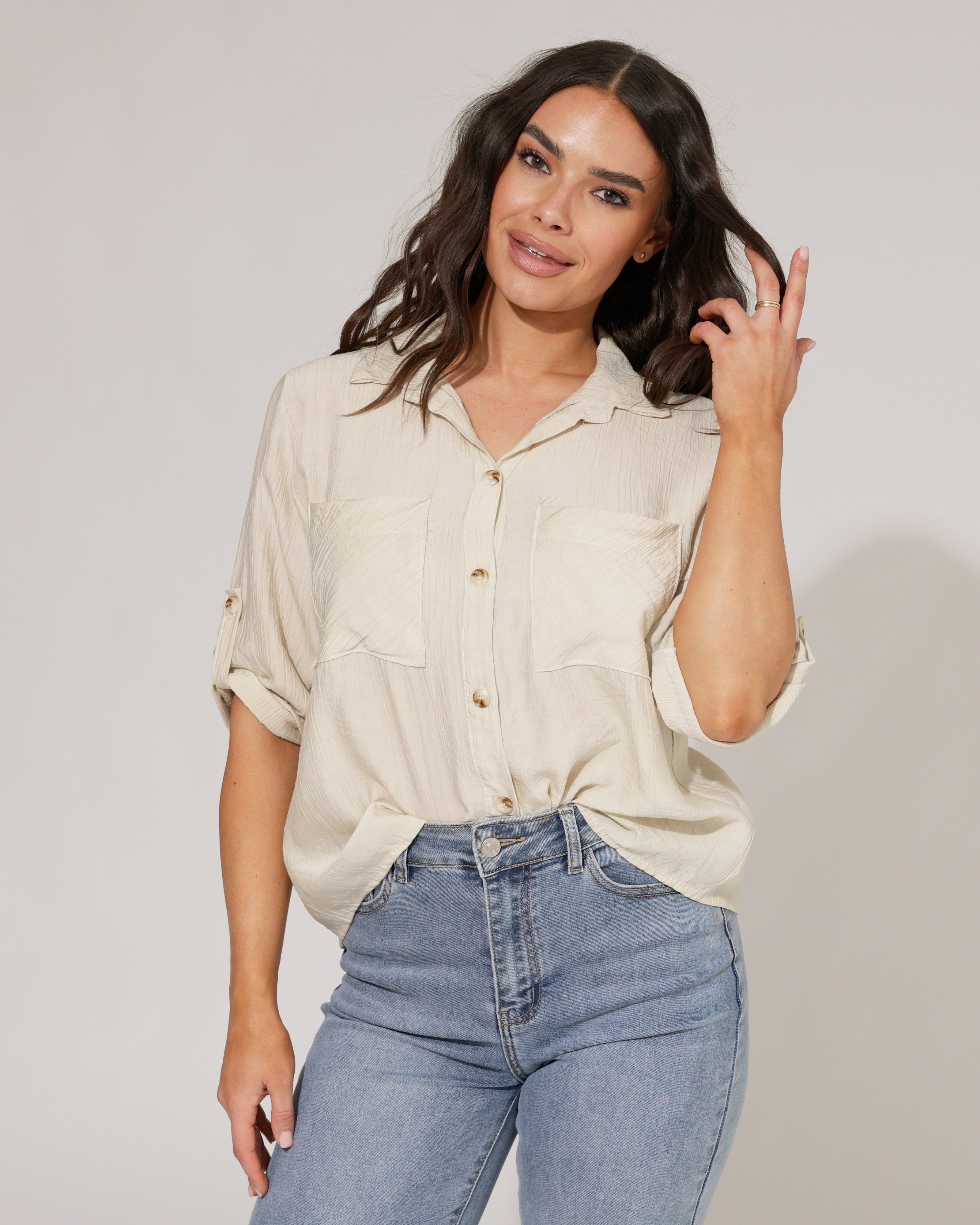 Blouse met knoop Milou Beige